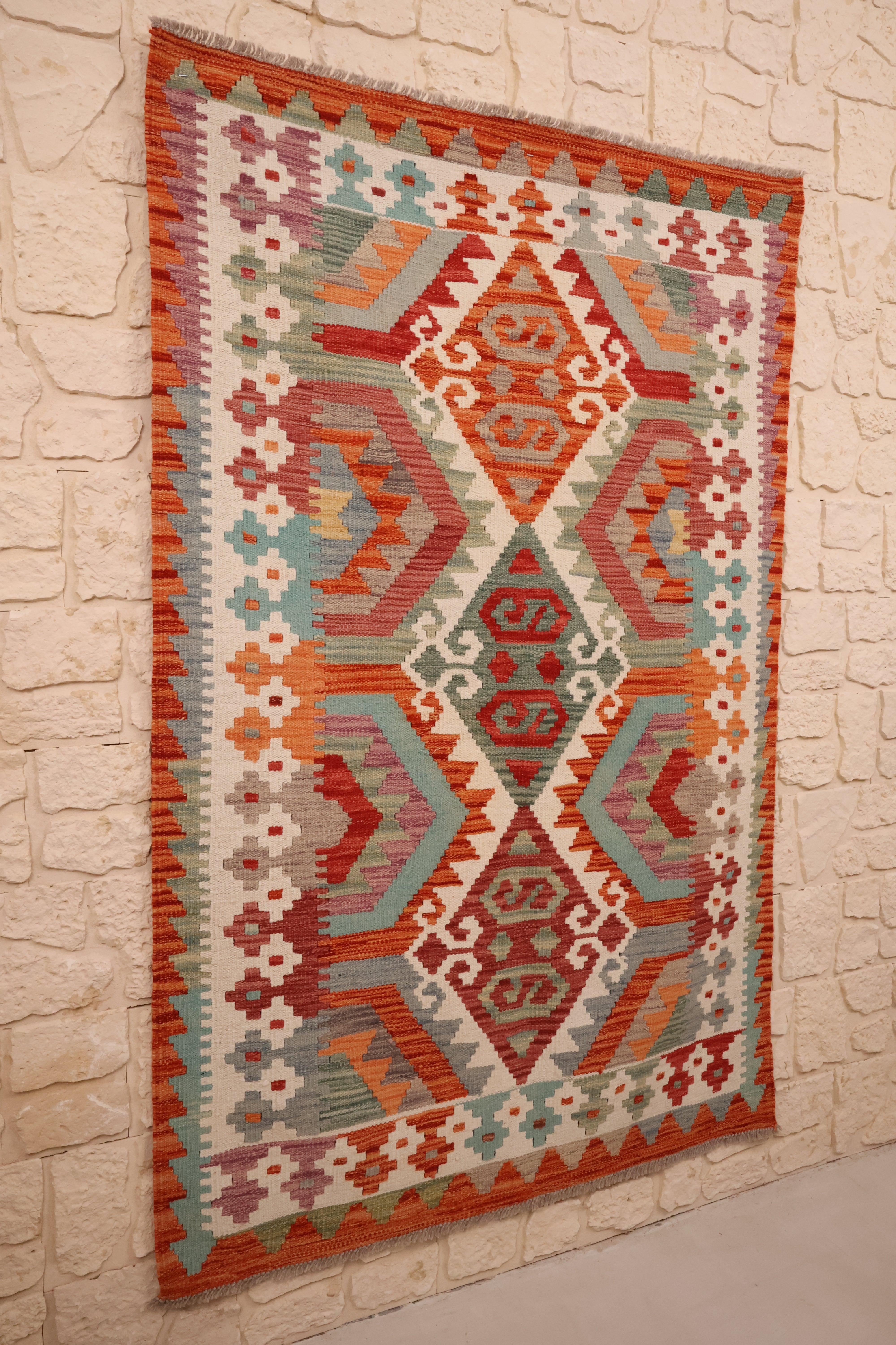 Tapis kilim fait main - Afghan - 156x104 - Laine