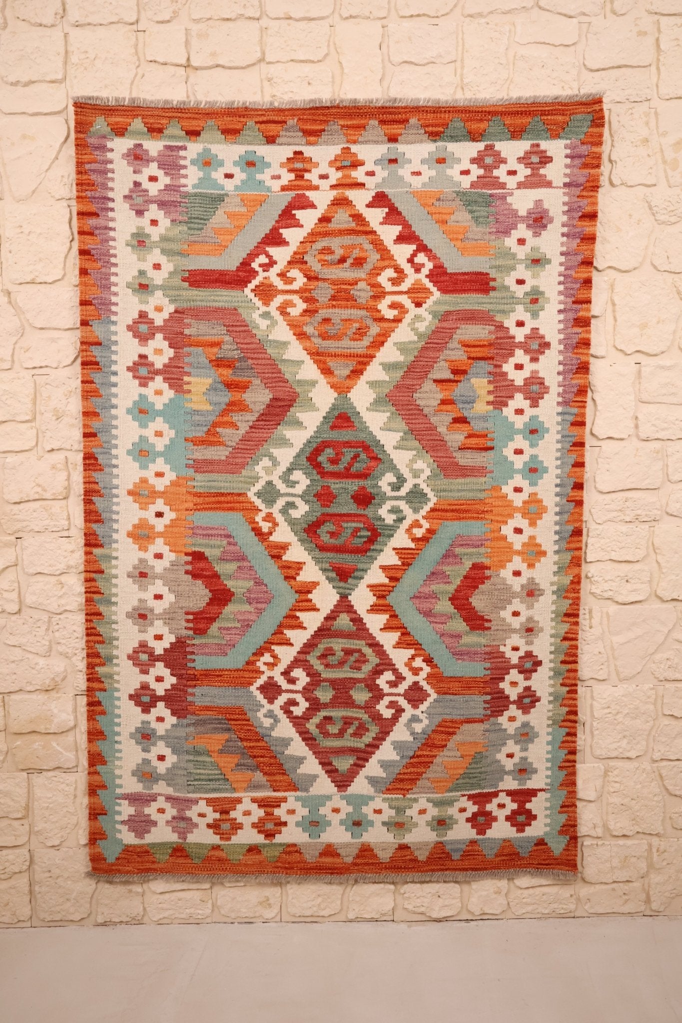 Tapis kilim fait main - Afghan - 156x104 - Laine - Baba Rug