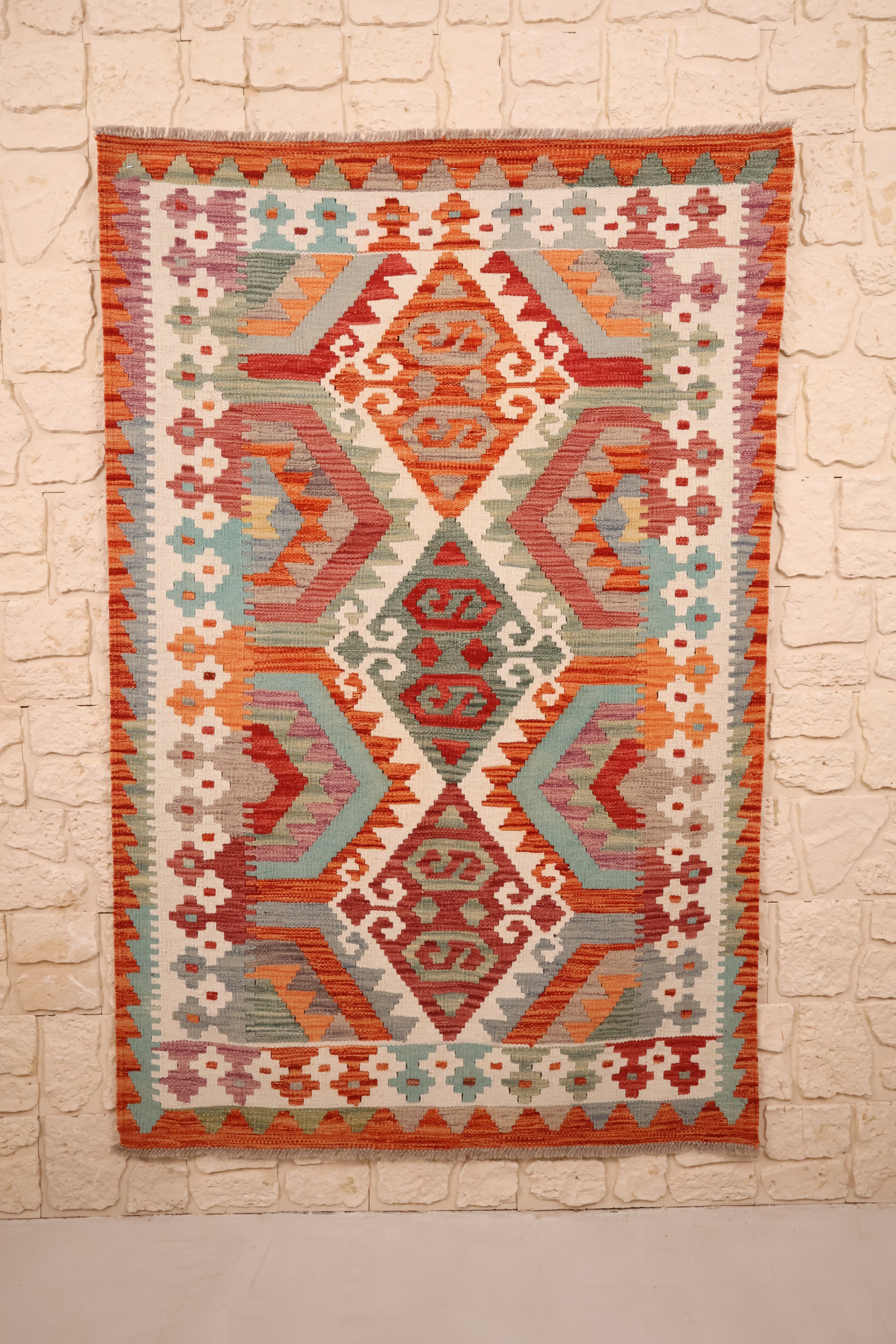 Tapis kilim fait main - Afghan - 156x104 - Laine