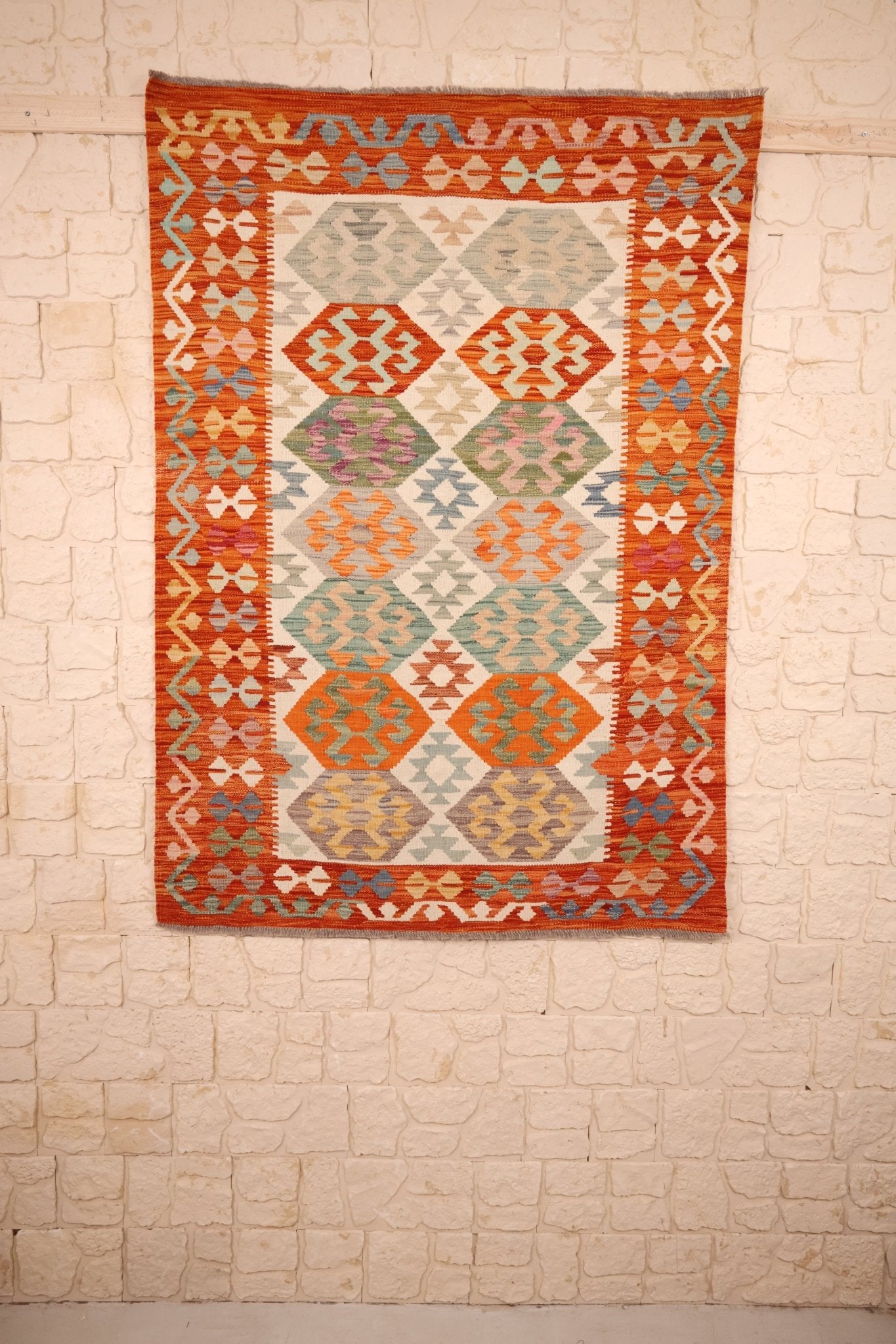 Tapis Kilim fait main - afghan - 173x121cm - Laine - Baba Rug