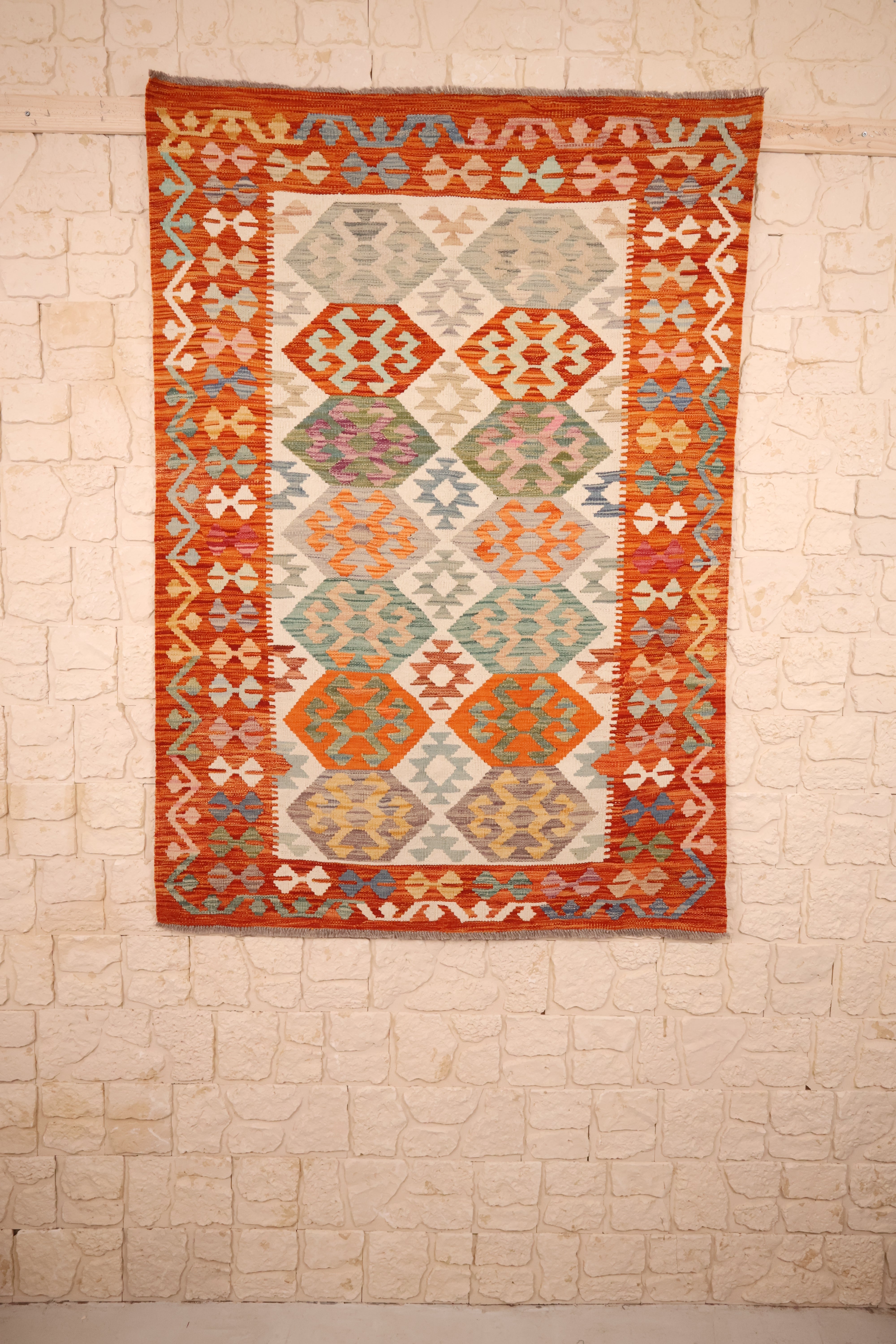 Tapis Kilim fait main - afghan - 173x121cm - Laine