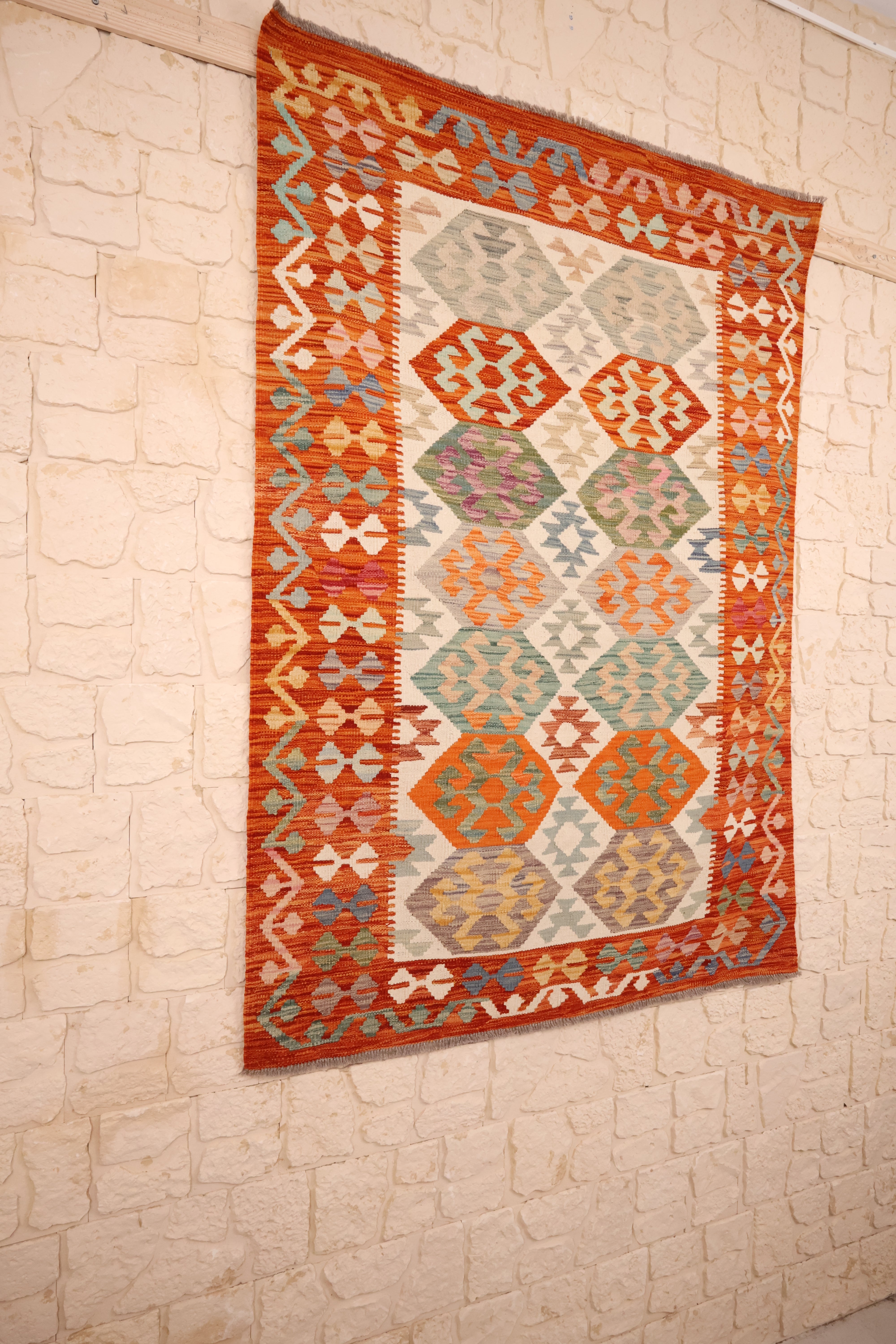 Tapis Kilim fait main - afghan - 173x121cm - Laine