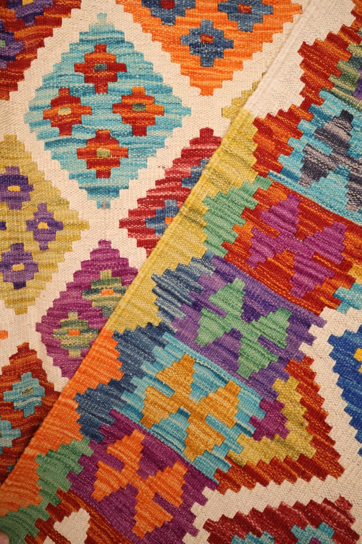 Tapis kilim fait main - Afghan - 296x206cm - Laine - Baba Rug