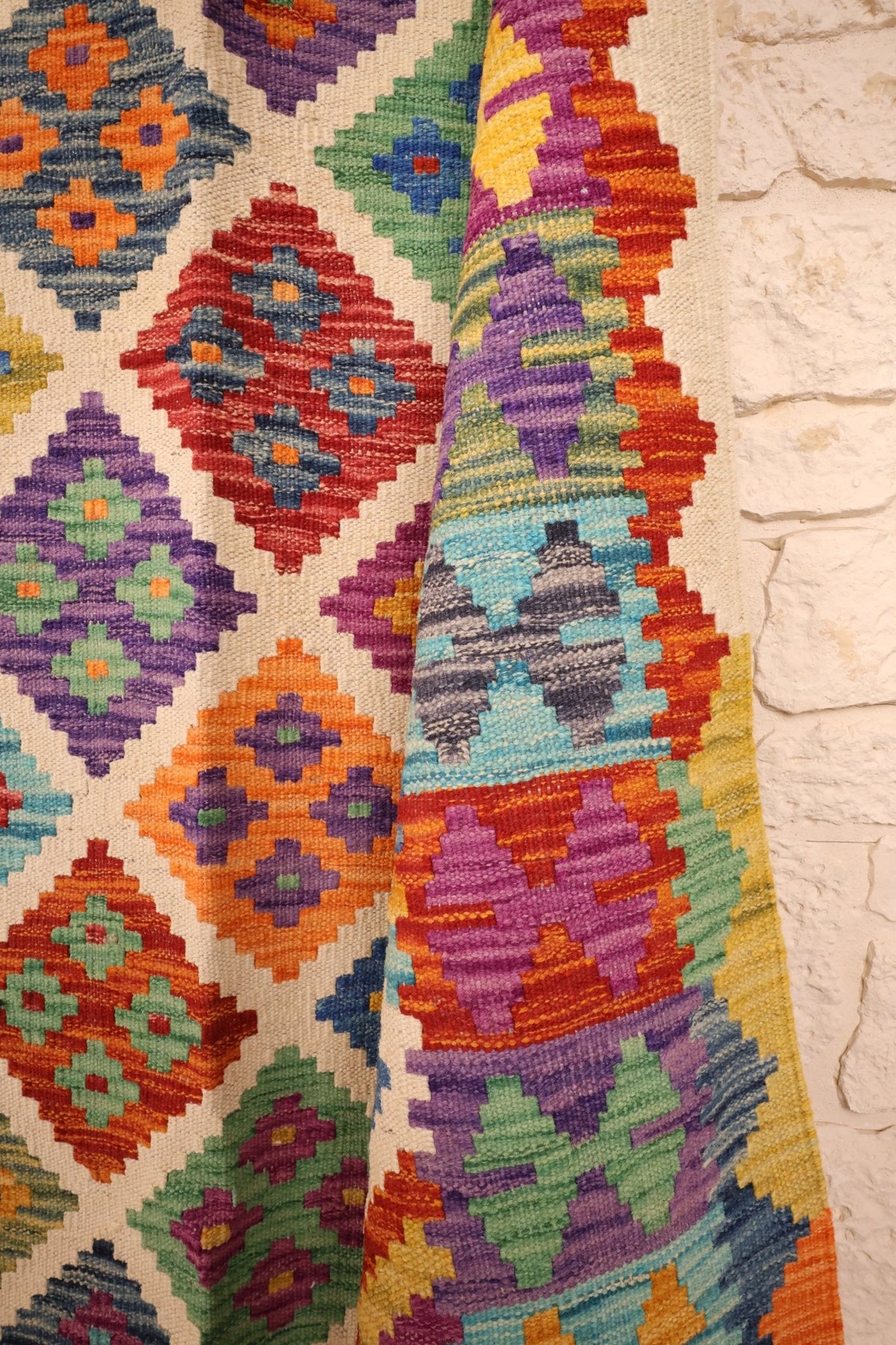 Tapis kilim fait main - Afghan - 296x206cm - Laine - Baba Rug