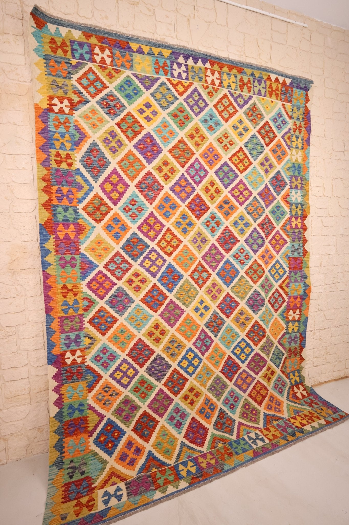 Tapis kilim fait main - Afghan - 296x206cm - Laine - Baba Rug