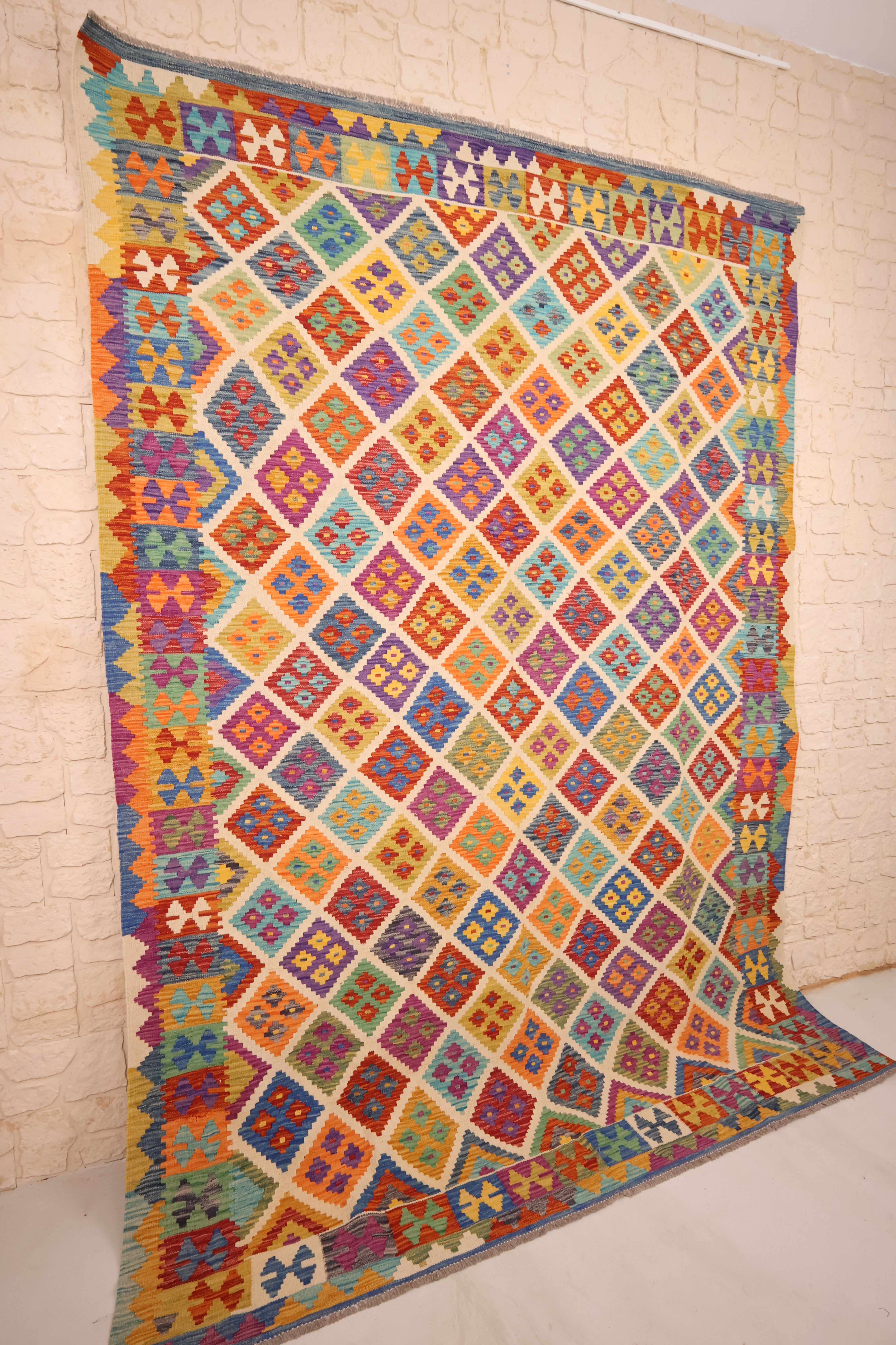 Tapis kilim fait main - Afghan - 296x206cm - Laine