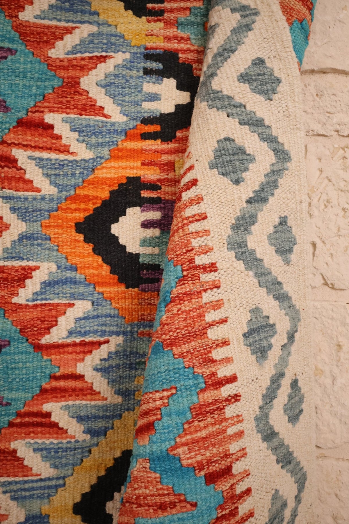 Tapis kilim fait main - Afghan - 179x128cm - Laine - Baba Rug