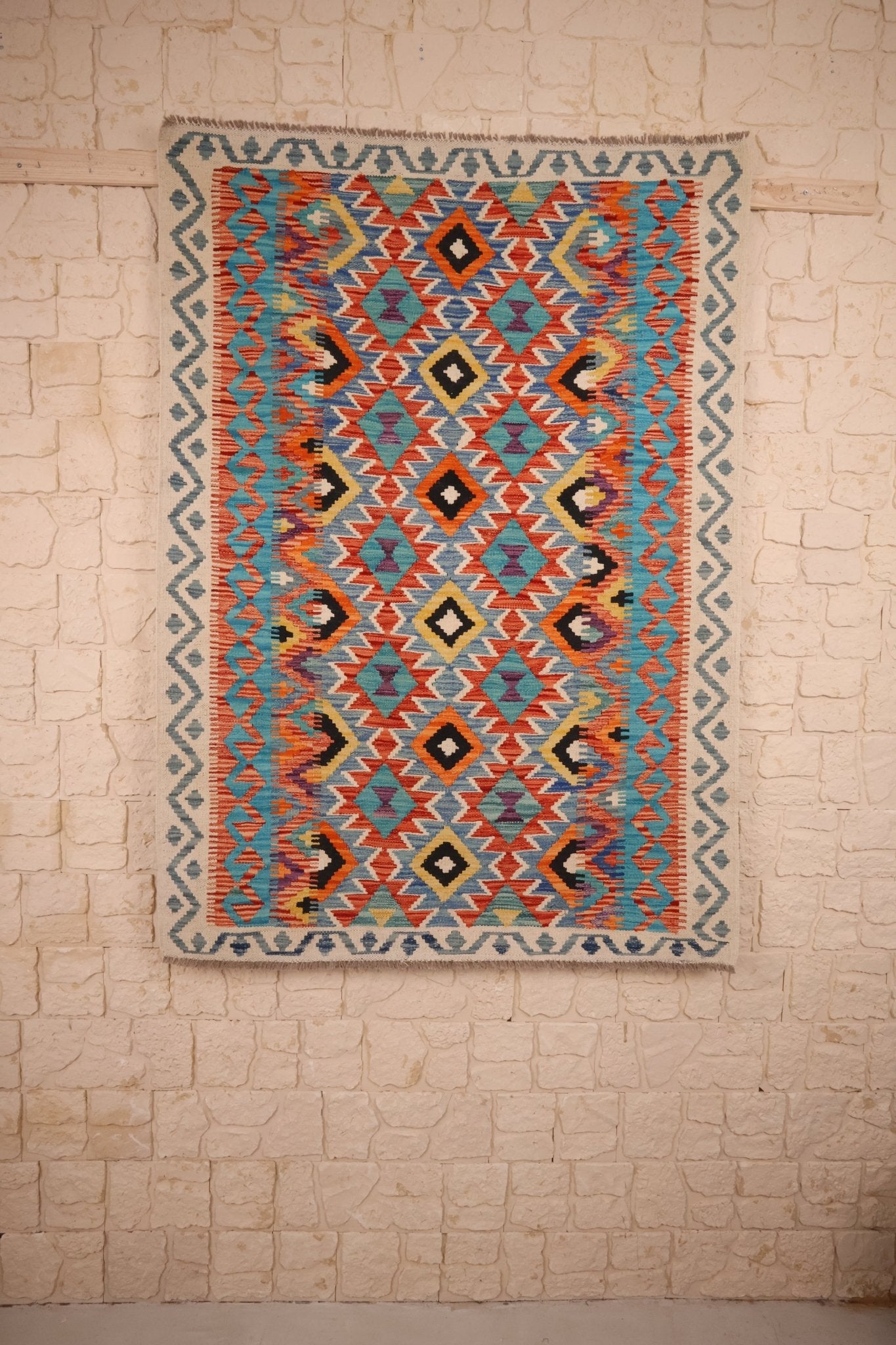 Tapis kilim fait main - Afghan - 179x128cm - Laine - Baba Rug