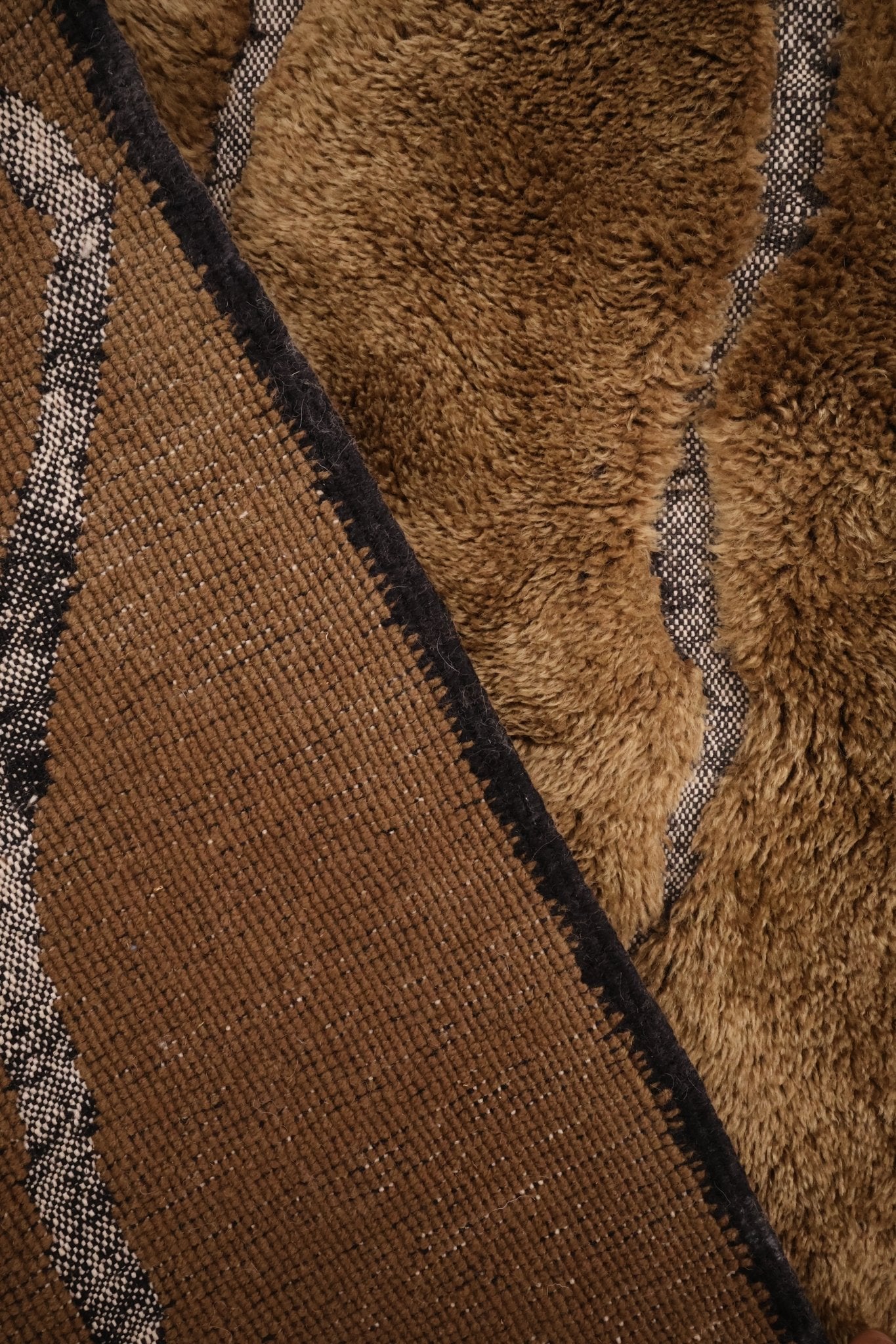 Tapis M'Rirt kaki Laine Dense Nouée Main 315x215cm - Baba Rug