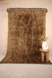 Tapis M'Rirt kaki Laine Dense Nouée Main 315x215cm - Baba Rug