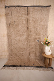 Tapis M'Rirt beige Laine Dense Nouée Main 295x196cm