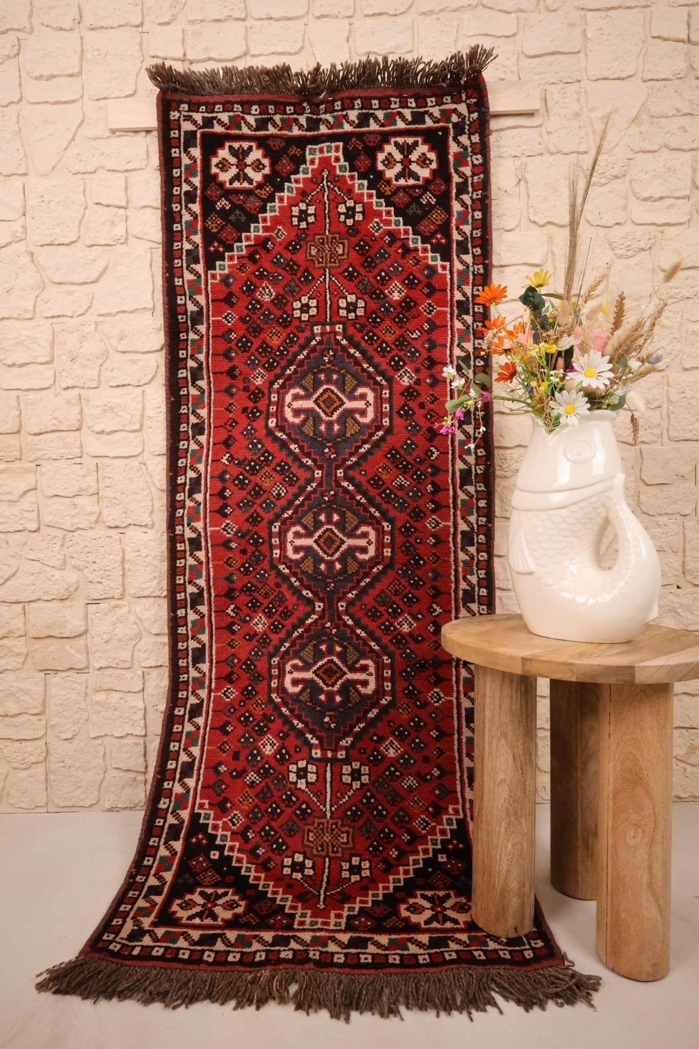 Tapis persan Shiraz 195x74 cm - Persan fait main de couloir - Baba Rug