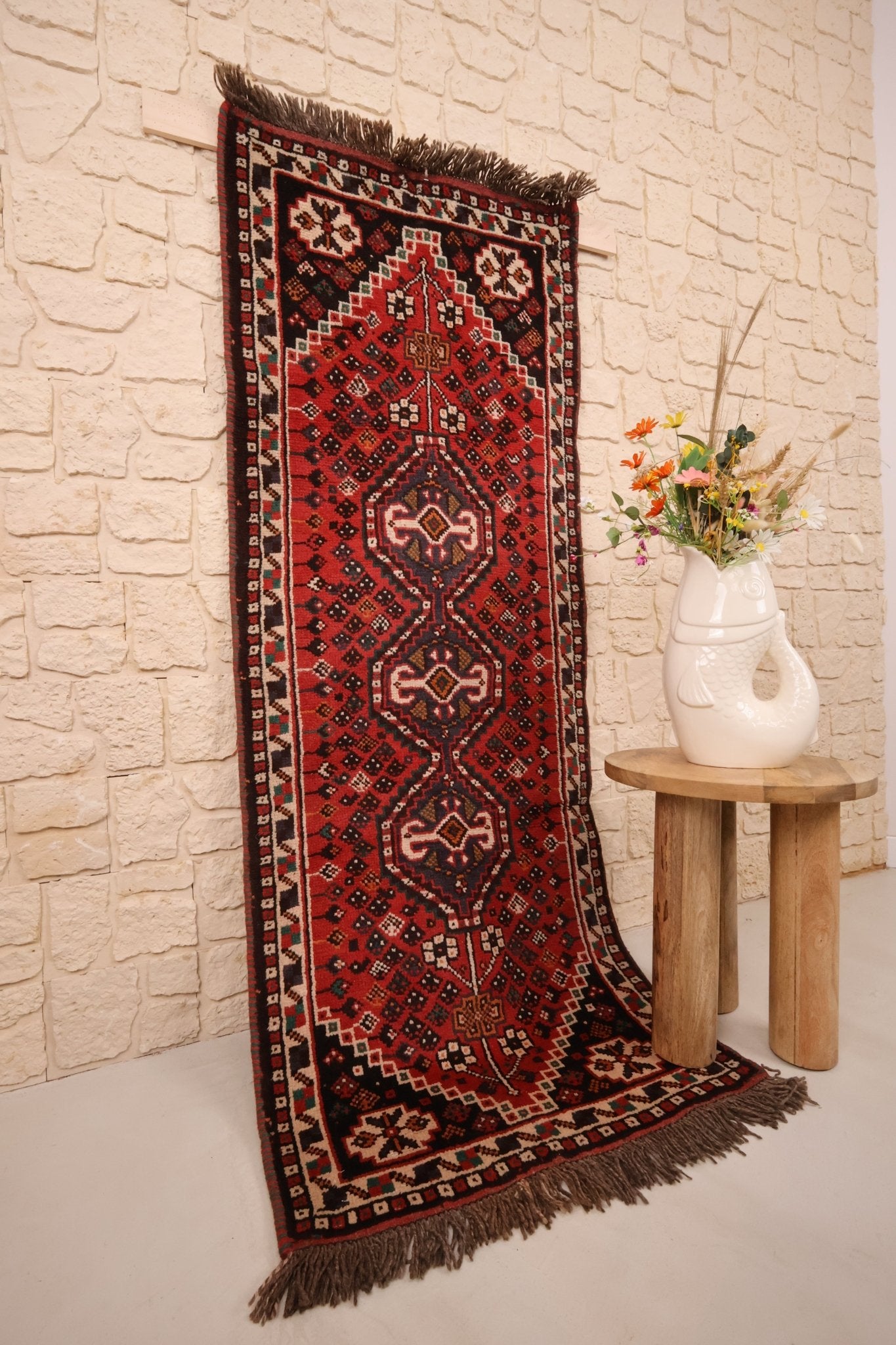 Tapis persan Shiraz 195x74 cm - Persan fait main de couloir - Baba Rug
