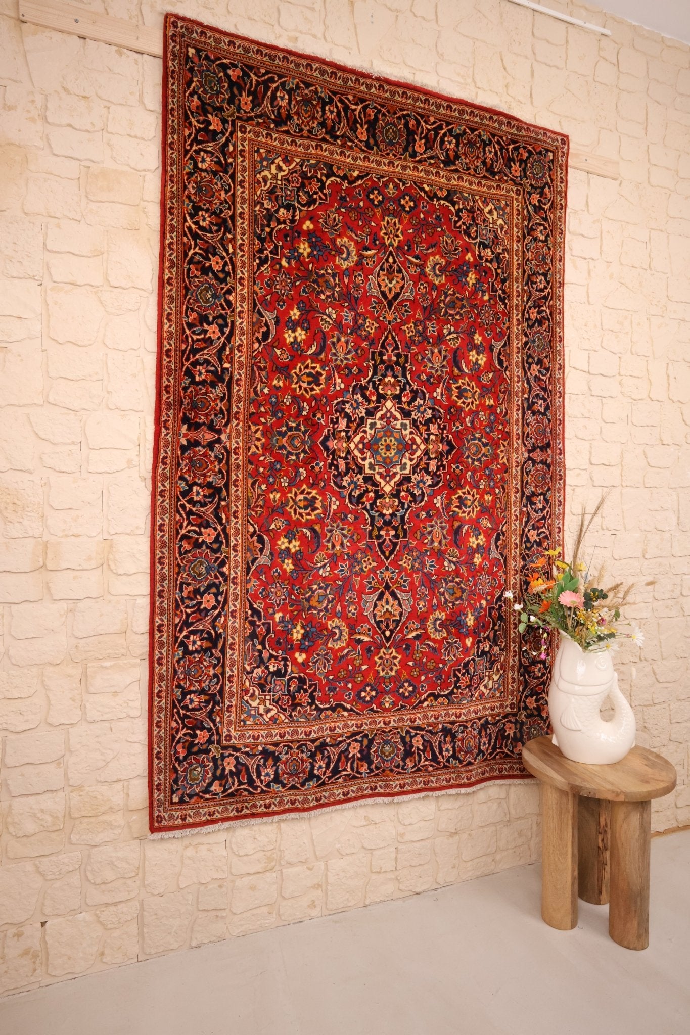 Tapis Kashan 228x143 cm vue latérale