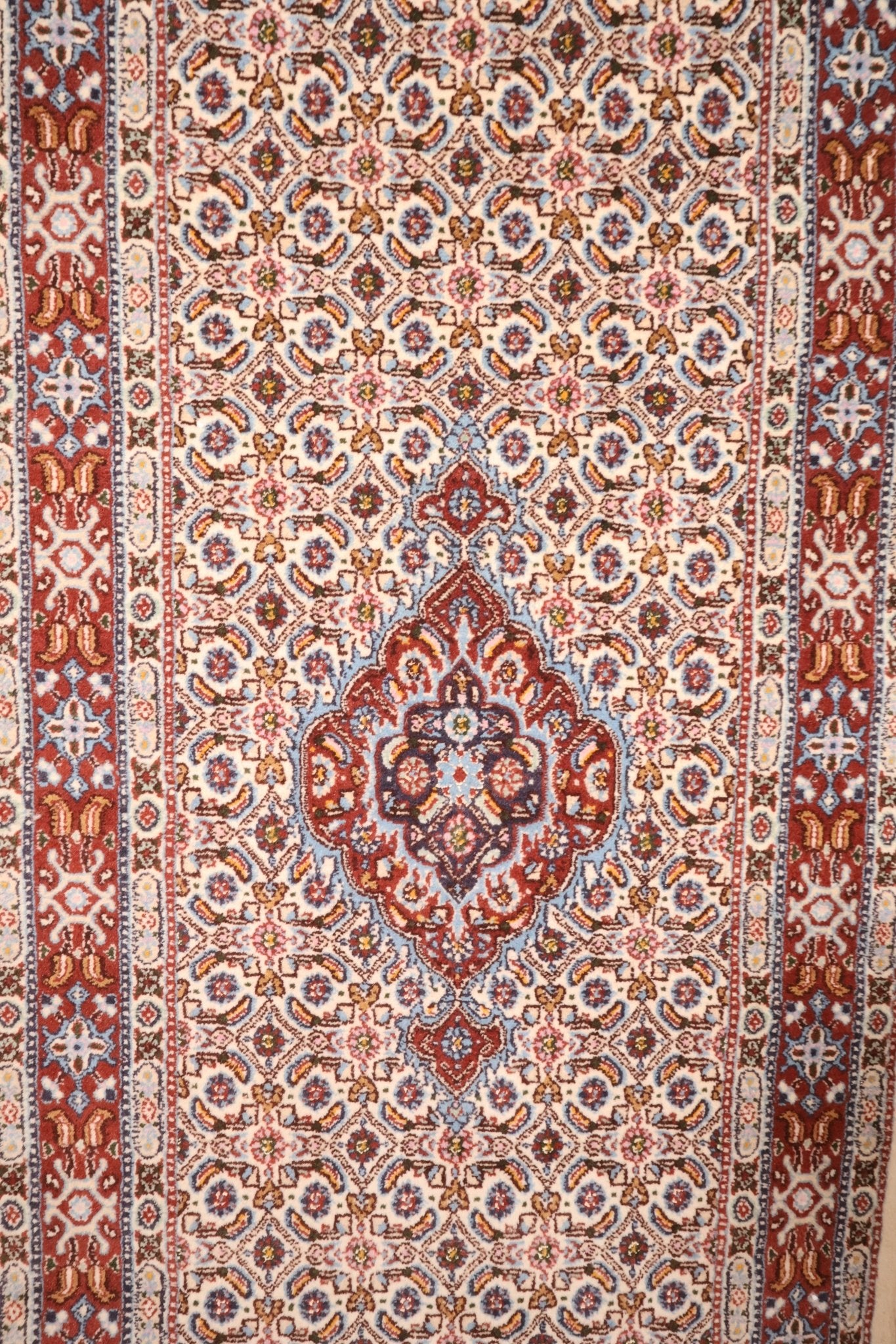 Tapis d'orient Moud en laine noué main, 292 x 80 cm, couloir, motifs floraux fins — Baba Rug zoom