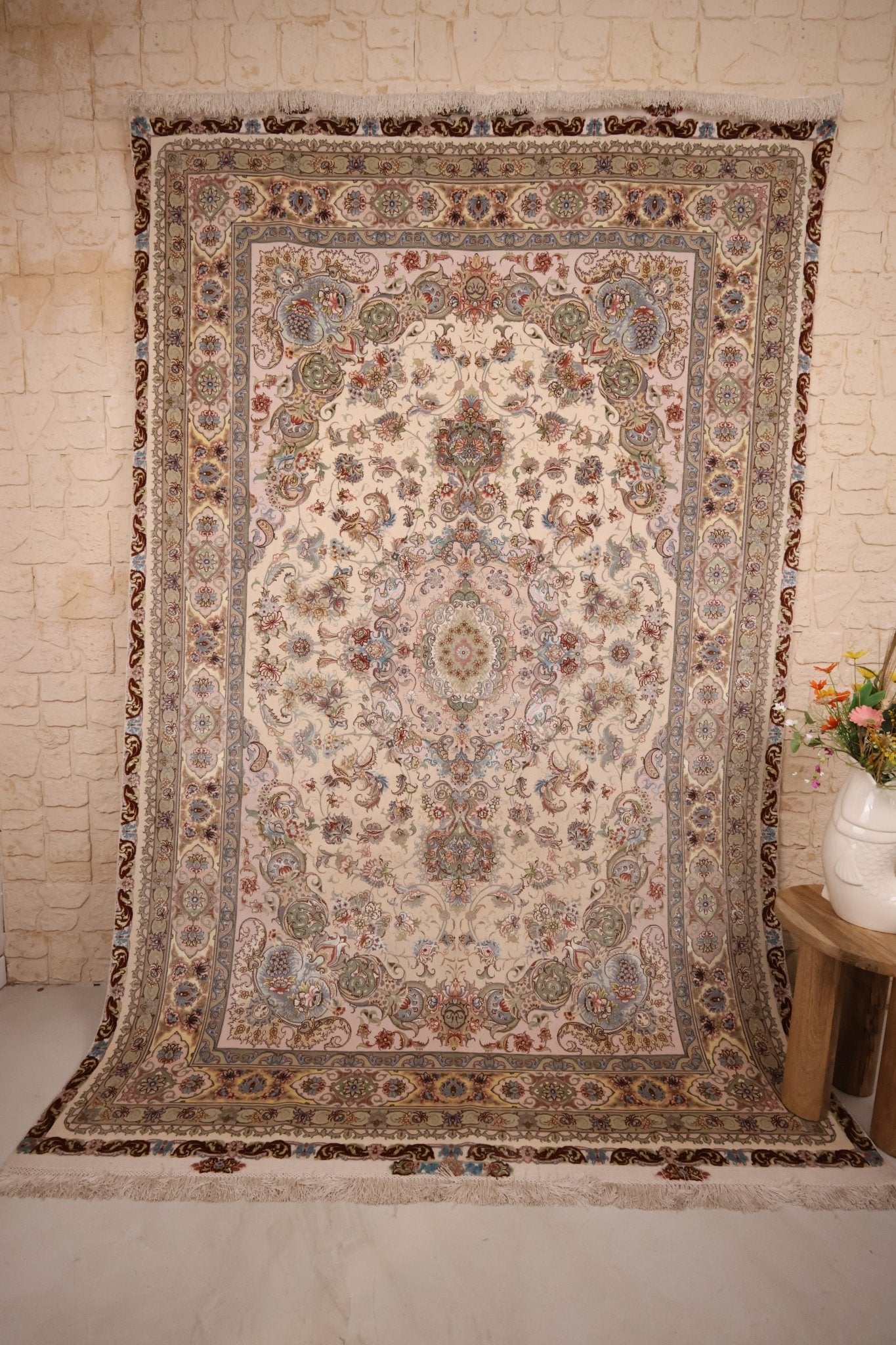 Tapis d'orient Tabriz 310x200 cm Fait Main Laine Soie - vue face