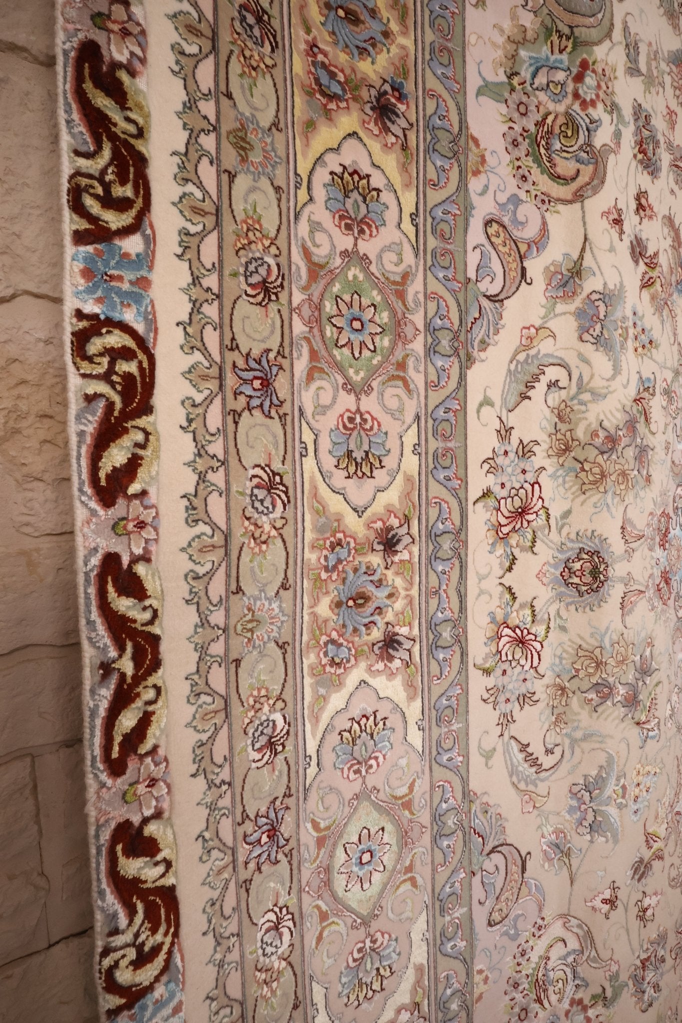 Tapis d'orient Tabriz 310x200 cm Fait Main Laine Soie  détails dos