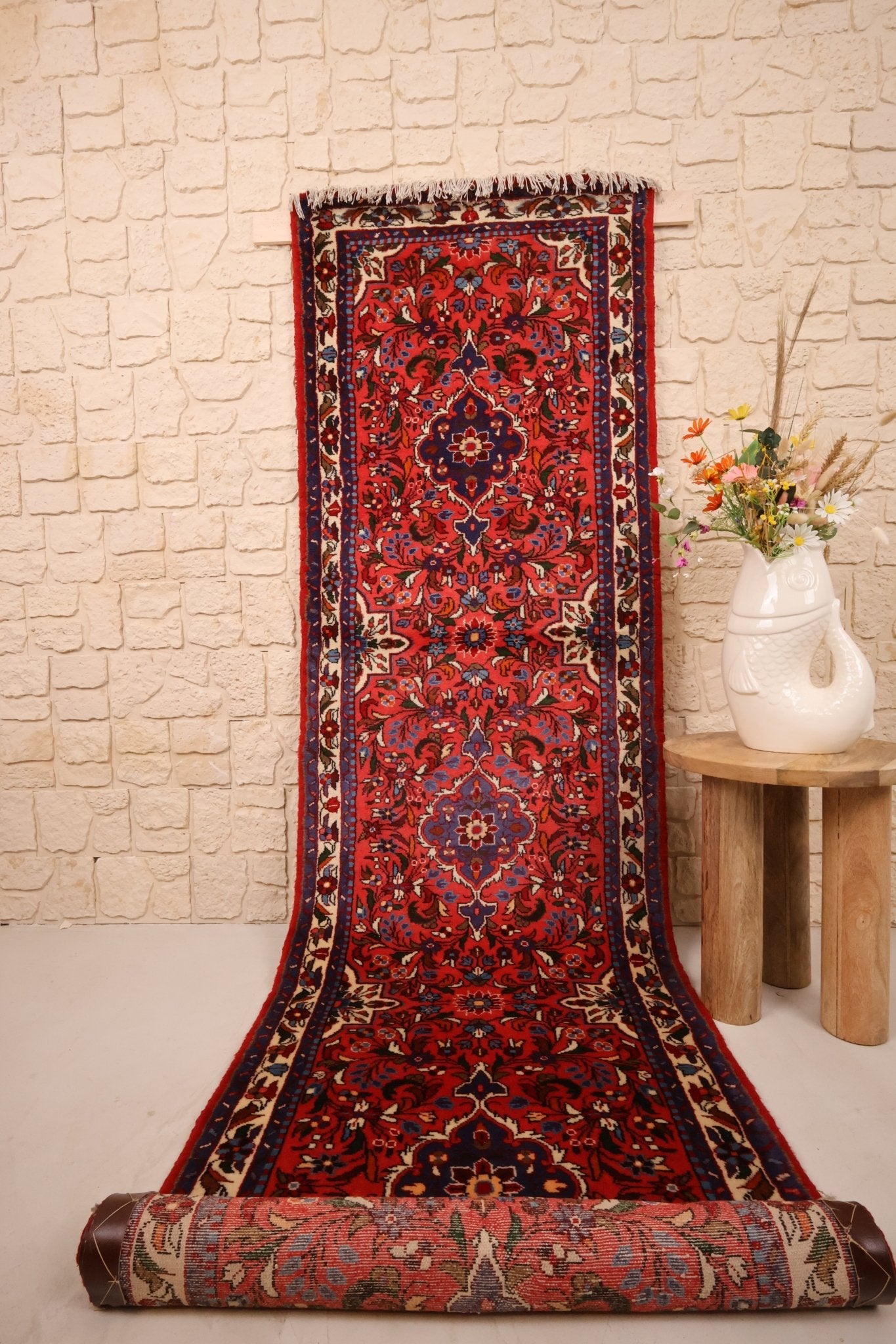 Tapis d'orient Hamadan 290 x 82 cm - Fait main tapis de couloir - Baba Rug