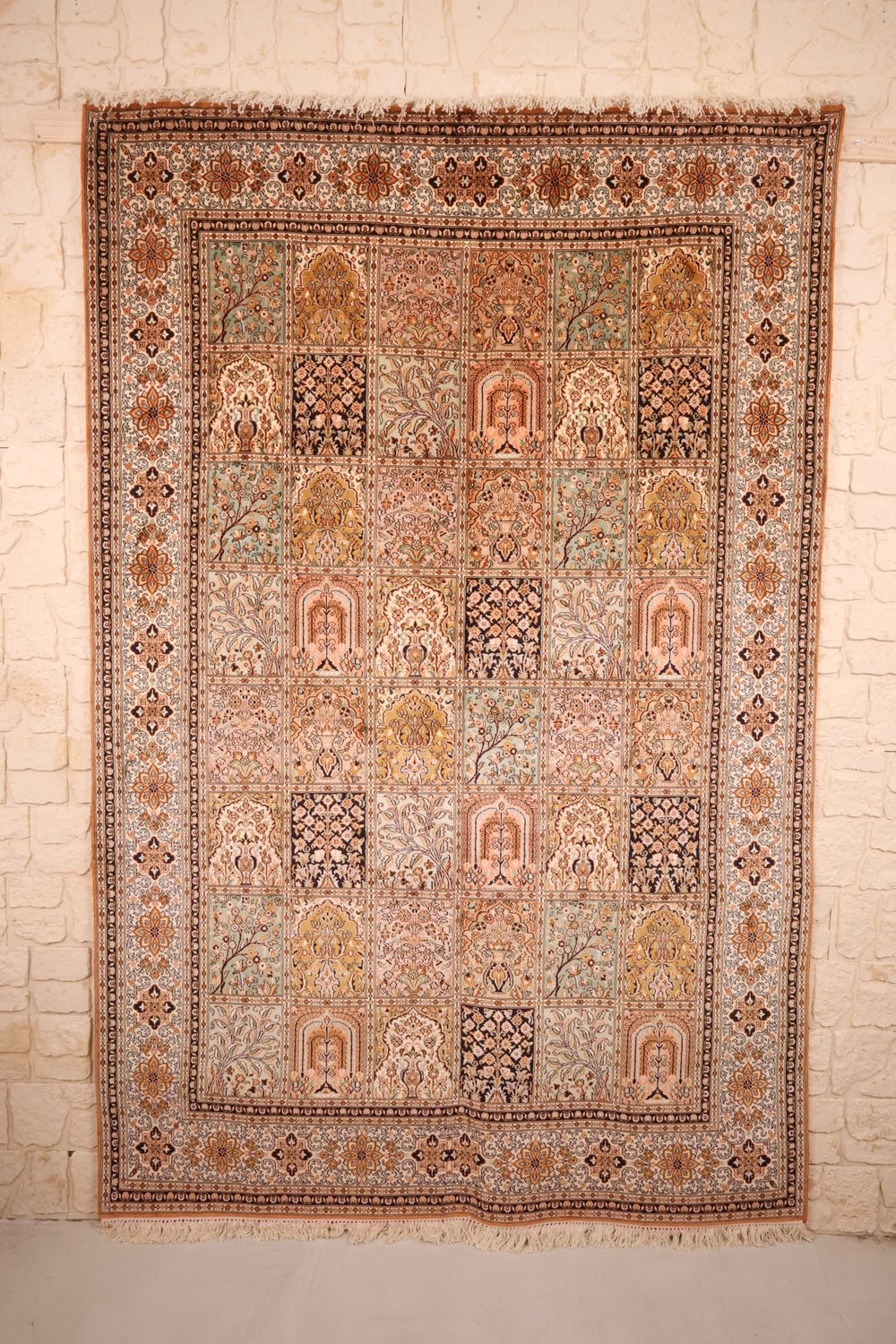 Tapis fait main cachemire soie - Inde - 256x168cm - Soie Naturelle