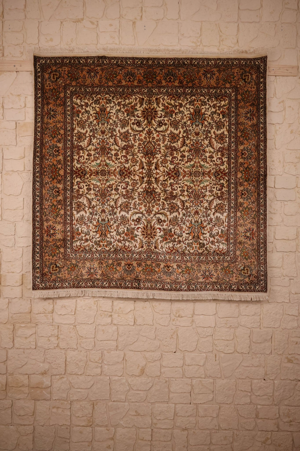 Tapis fait main cachemire - Inde - 154x154cm - Soie Naturelle