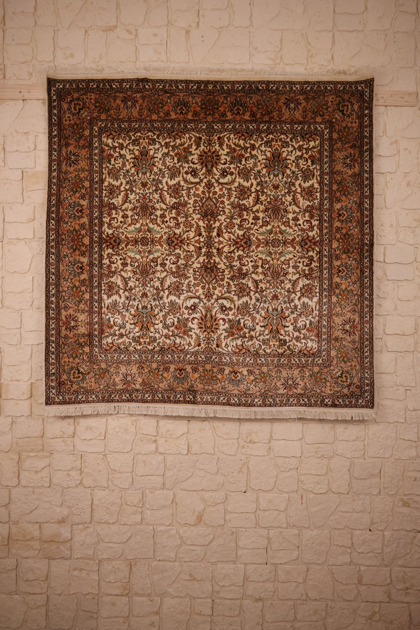 Tapis fait main cachemire - Inde - 154x154cm - Soie Naturelle - Baba Rug