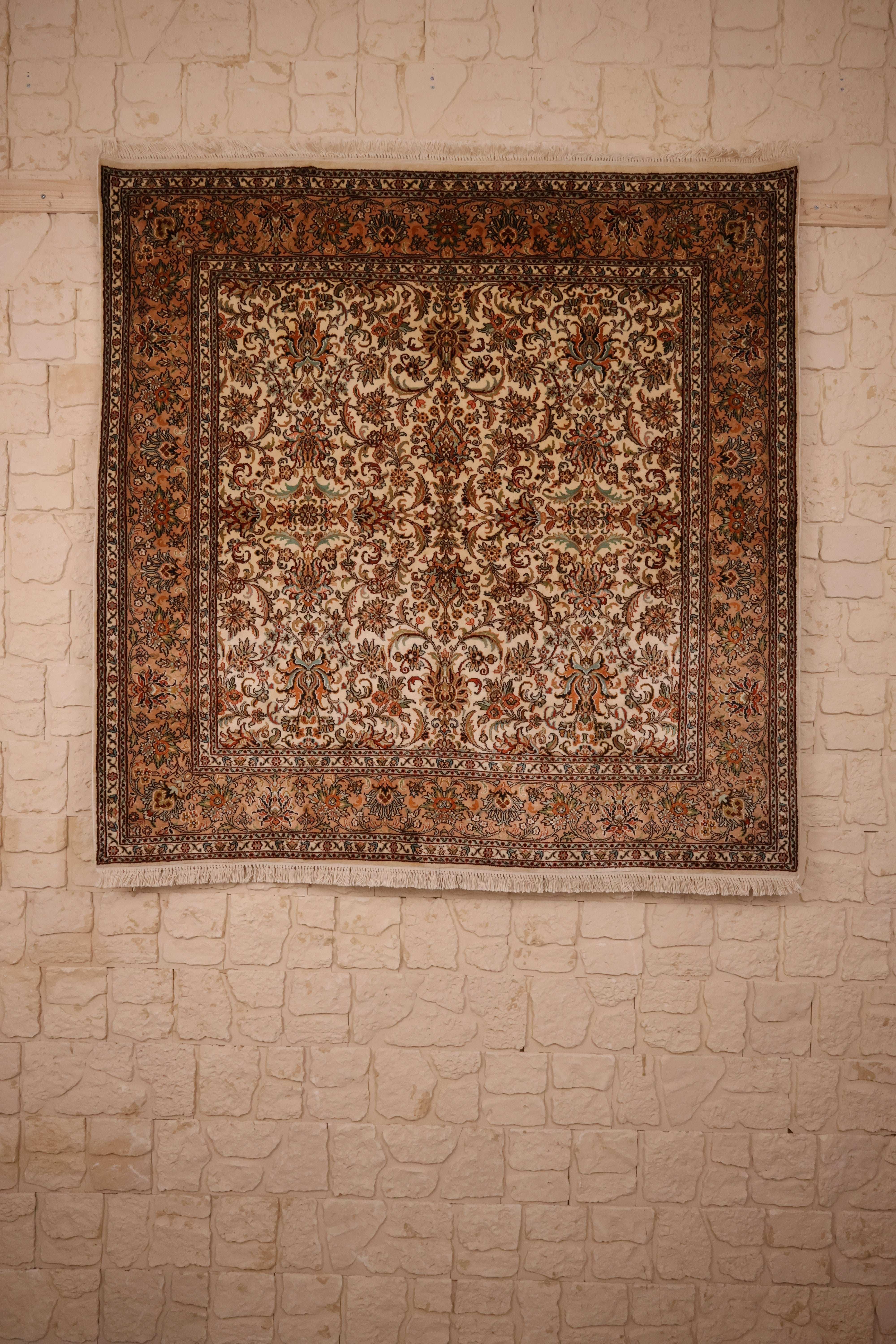 Tapis fait main cachemire - Inde - 154x154cm - Soie Naturelle