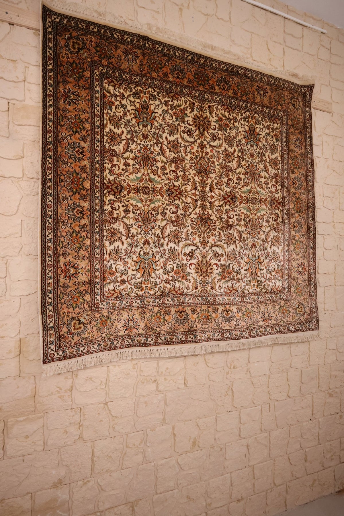 Tapis fait main cachemire - Inde - 154x154cm - Soie Naturelle - Baba Rug