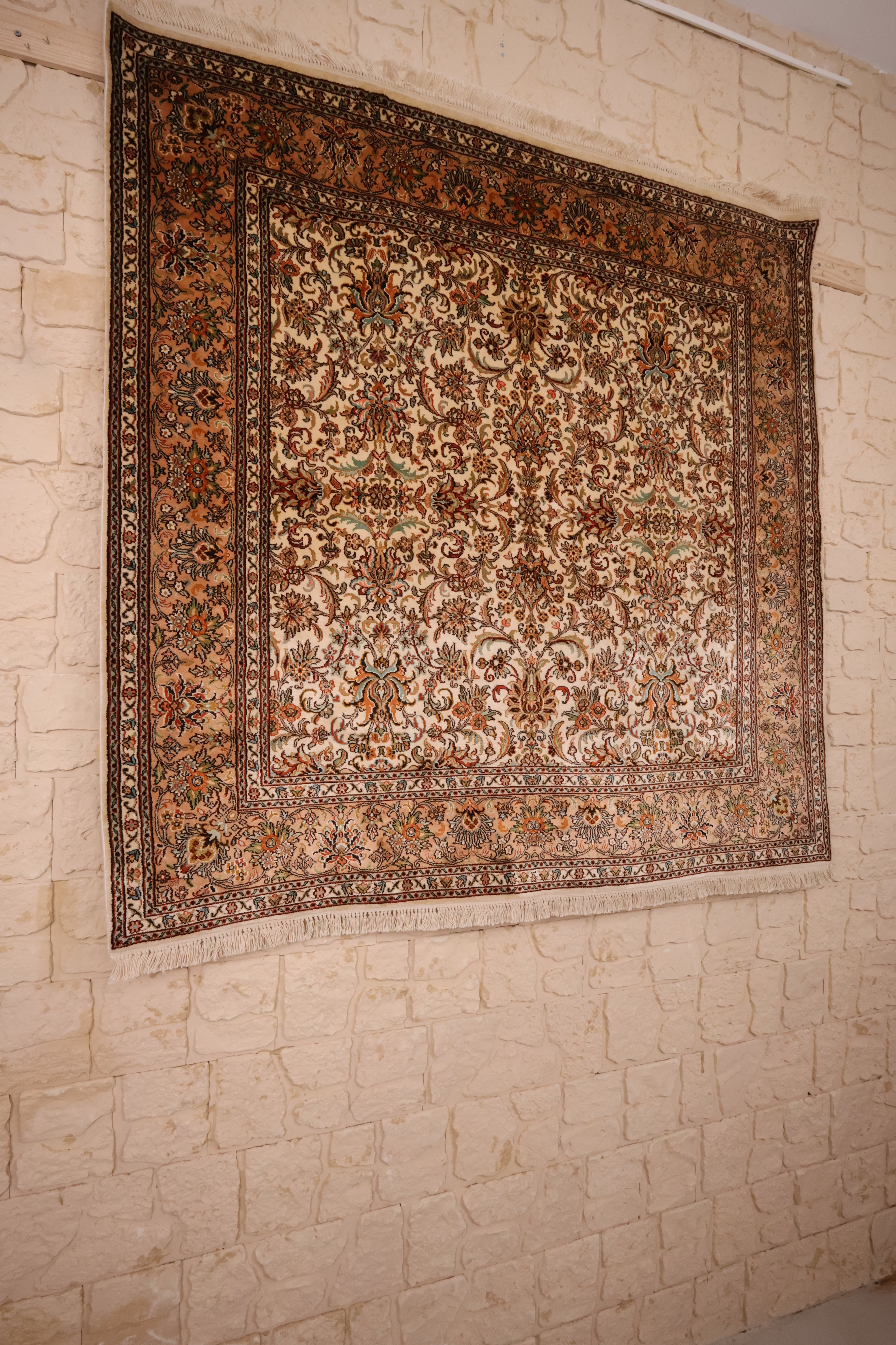 Tapis fait main cachemire - Inde - 154x154cm - Soie Naturelle