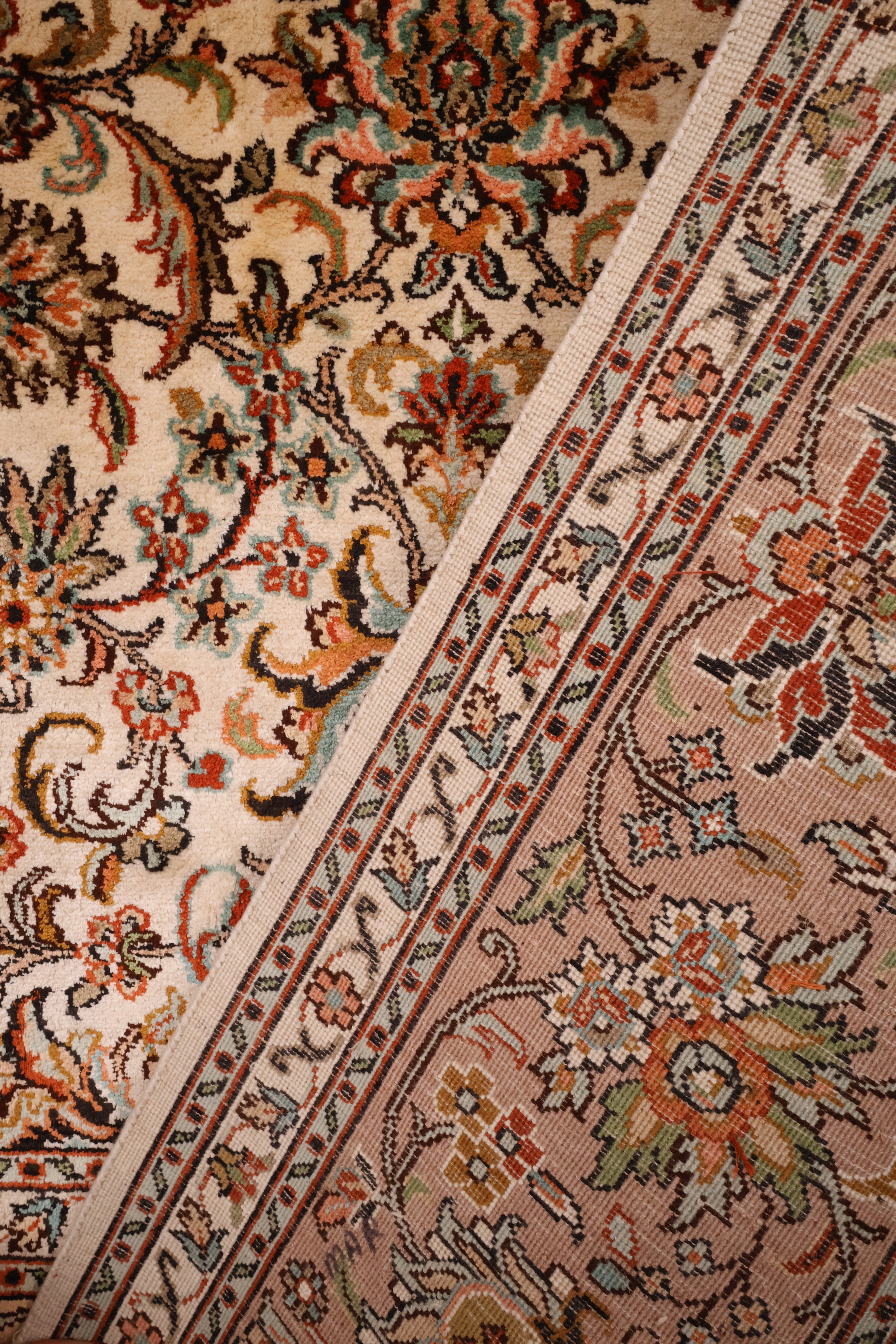 Tapis fait main cachemire - Inde - 154x154cm - Soie Naturelle
