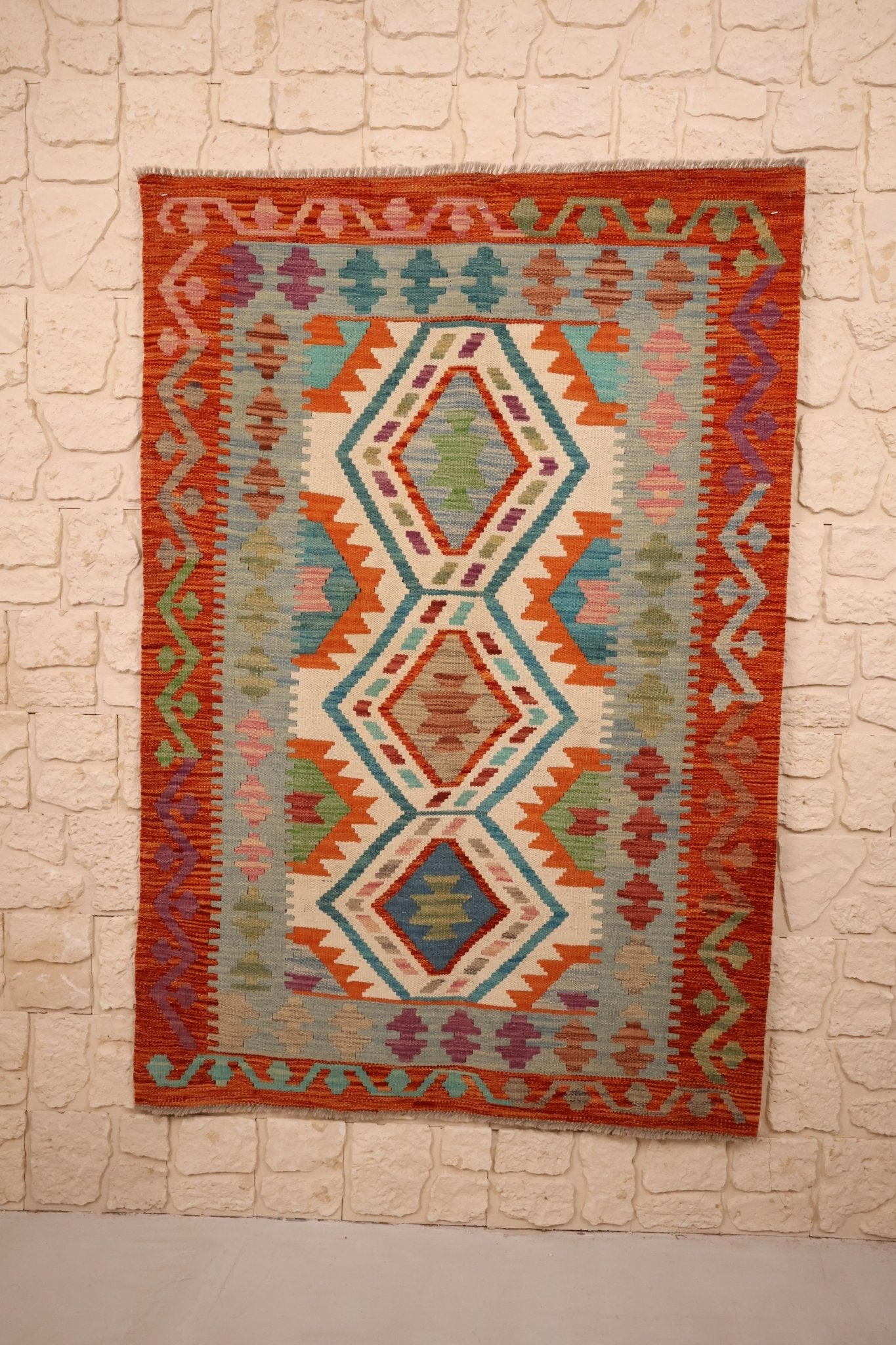 Tapis kilim fait main - Afghan - 149x100 - Laine - Baba Rug