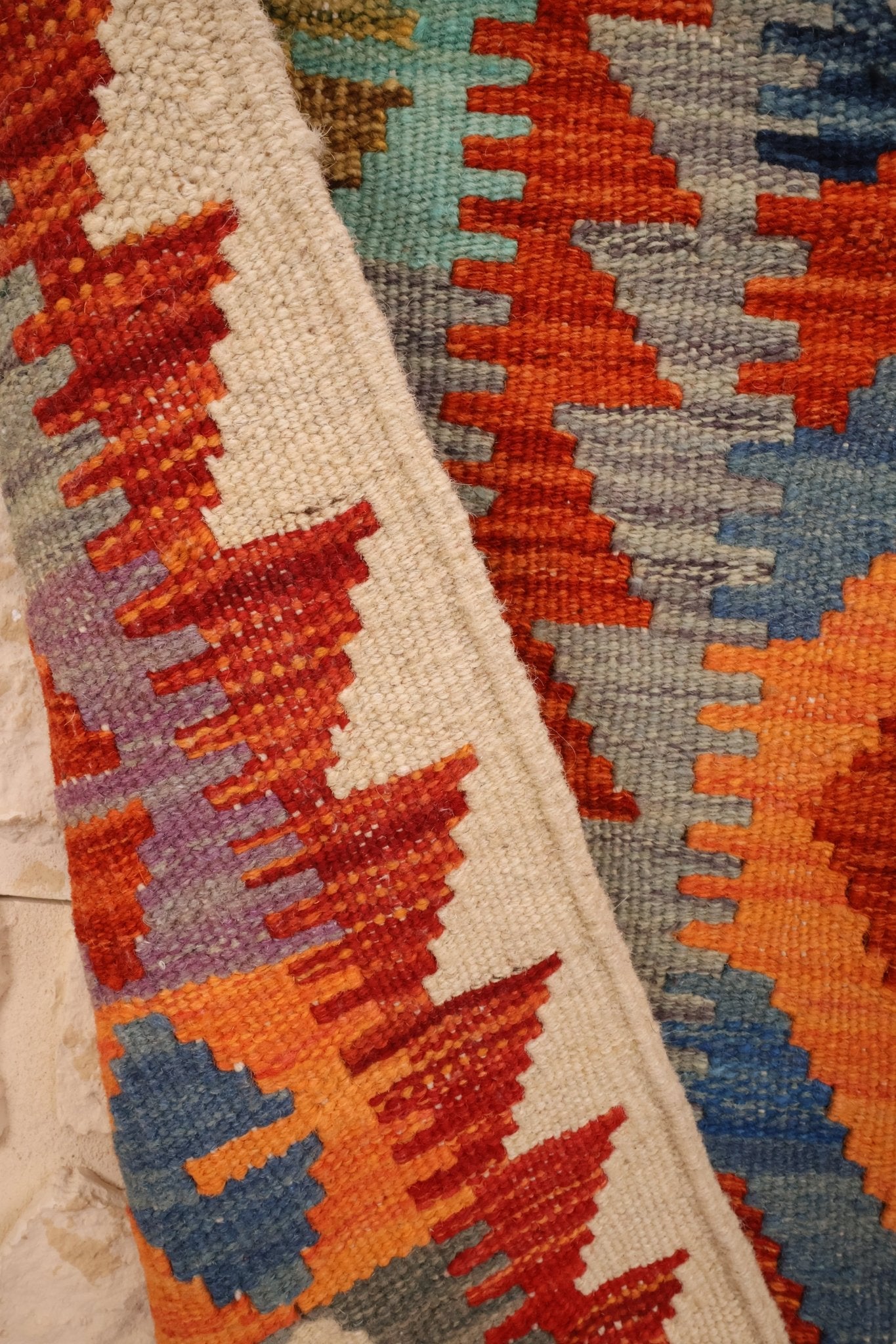 Kilim Afghan 102x82 cm Fait Main Laine - Baba Rug
