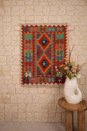 Kilim Afghan 102x82 cm Fait Main Laine - Baba Rug