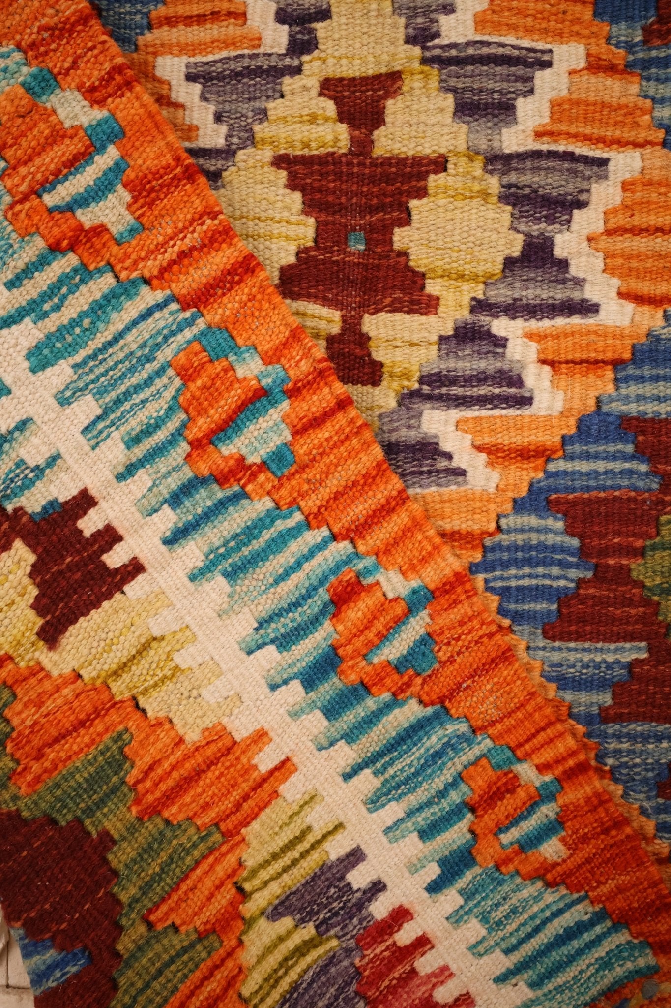 Kilim Afghan 109x84 cm Fait Main Laine - Baba Rug