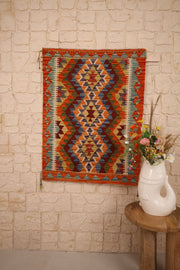 Kilim Afghan 109x84 cm Fait Main Laine - Baba Rug