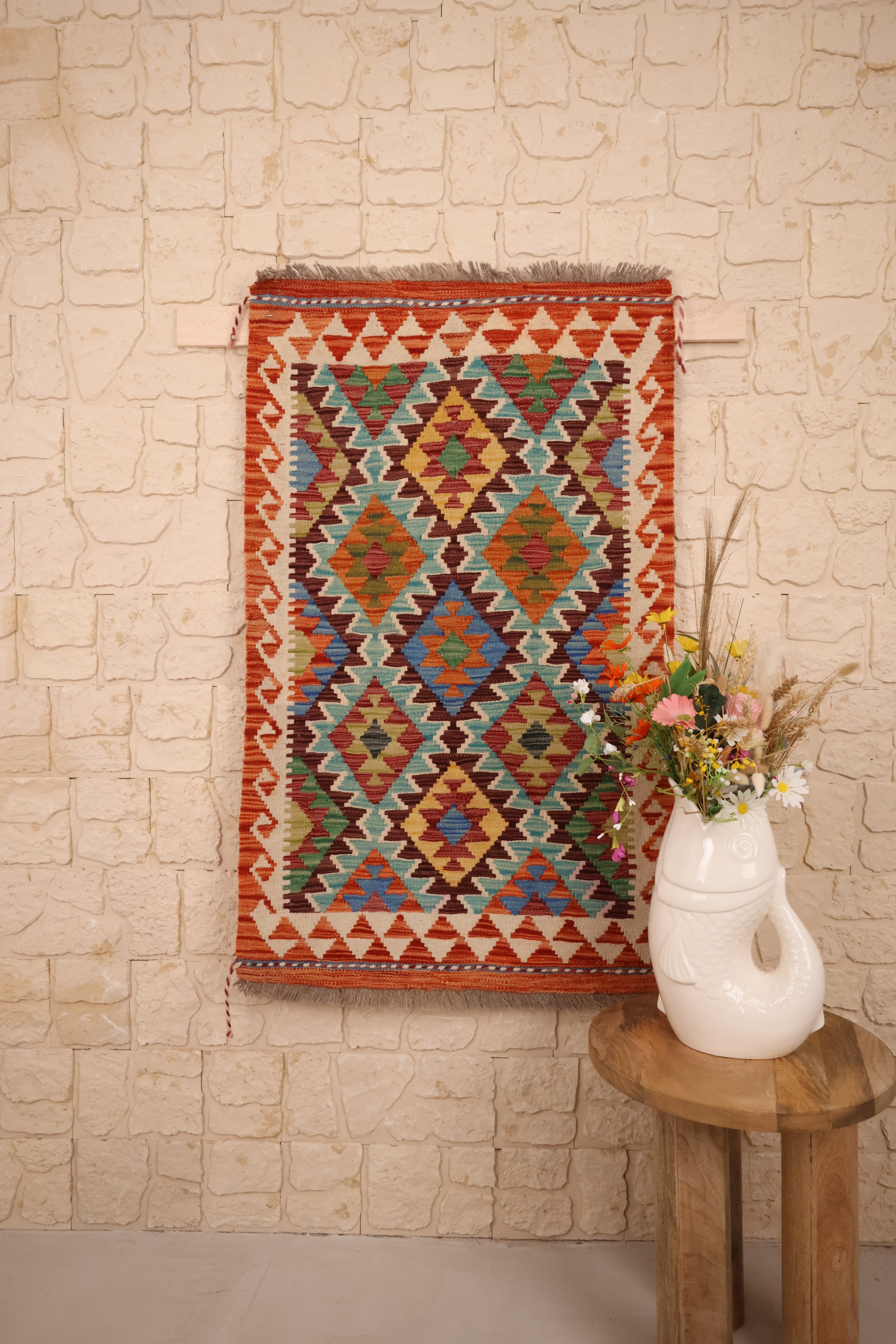 Kilim Afghan 125x75 cm Fait Main Laine
