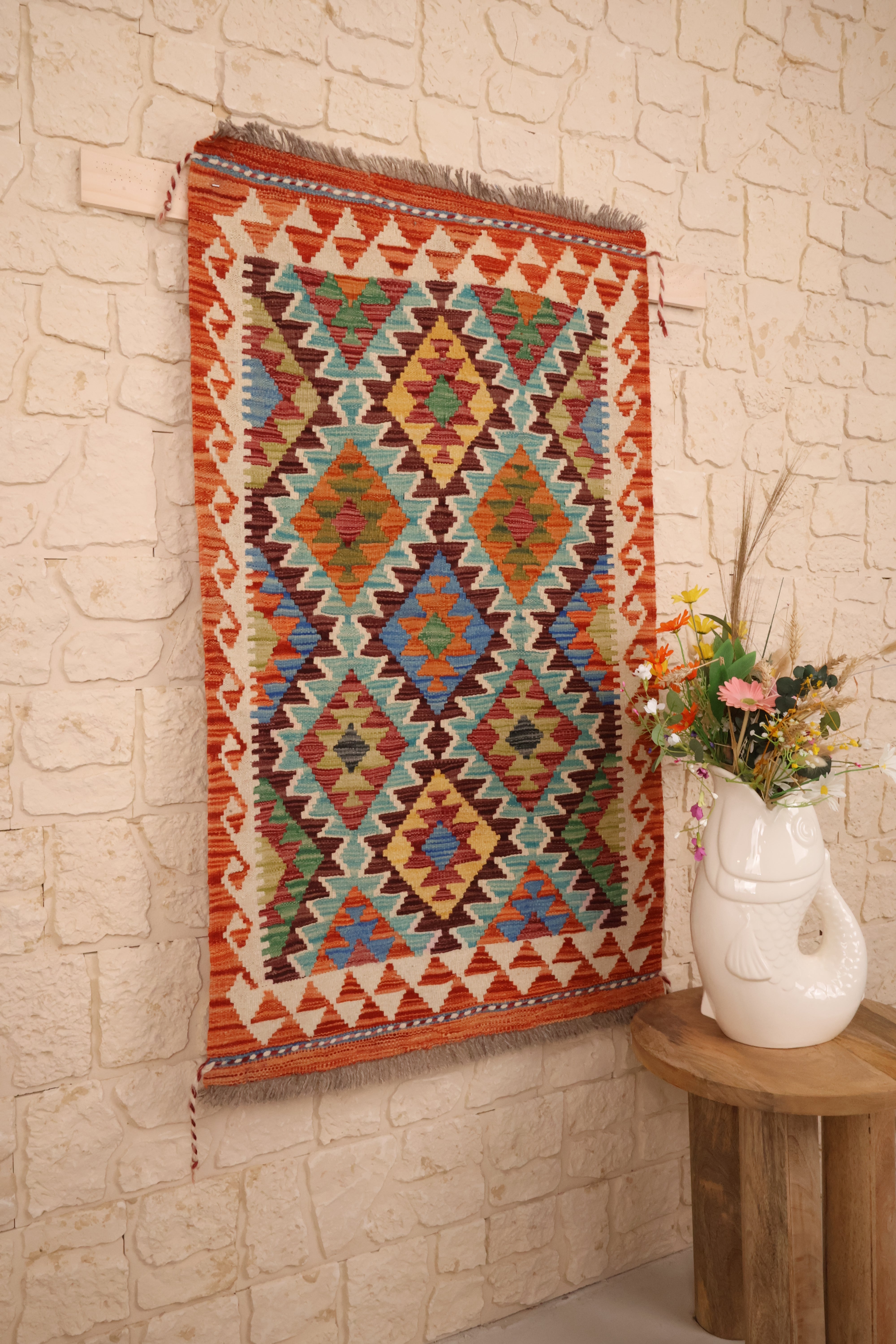 Kilim Afghan 125x75 cm Fait Main Laine