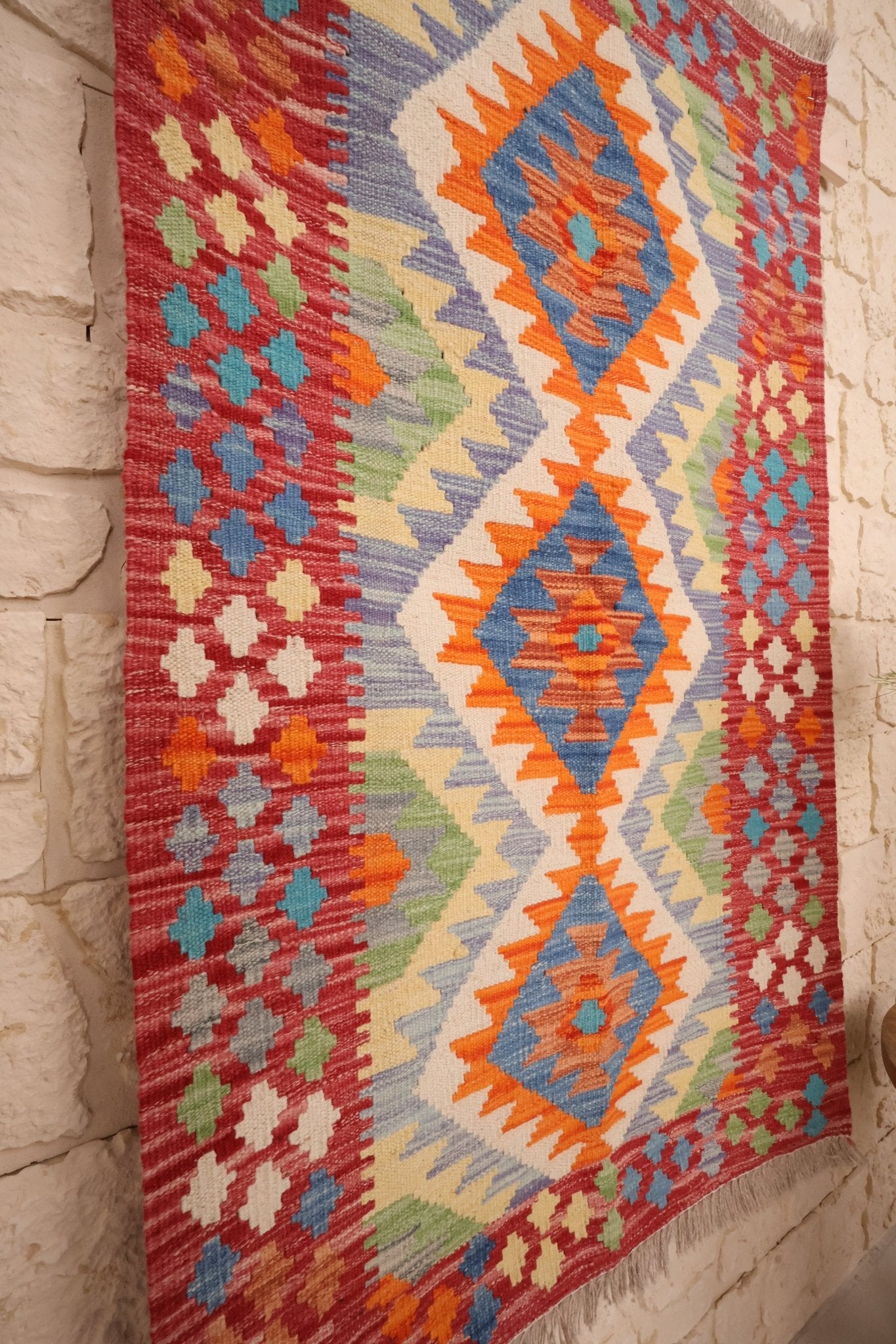 Kilim Afghan 131x80 cm Fait Main Laine - Baba Rug