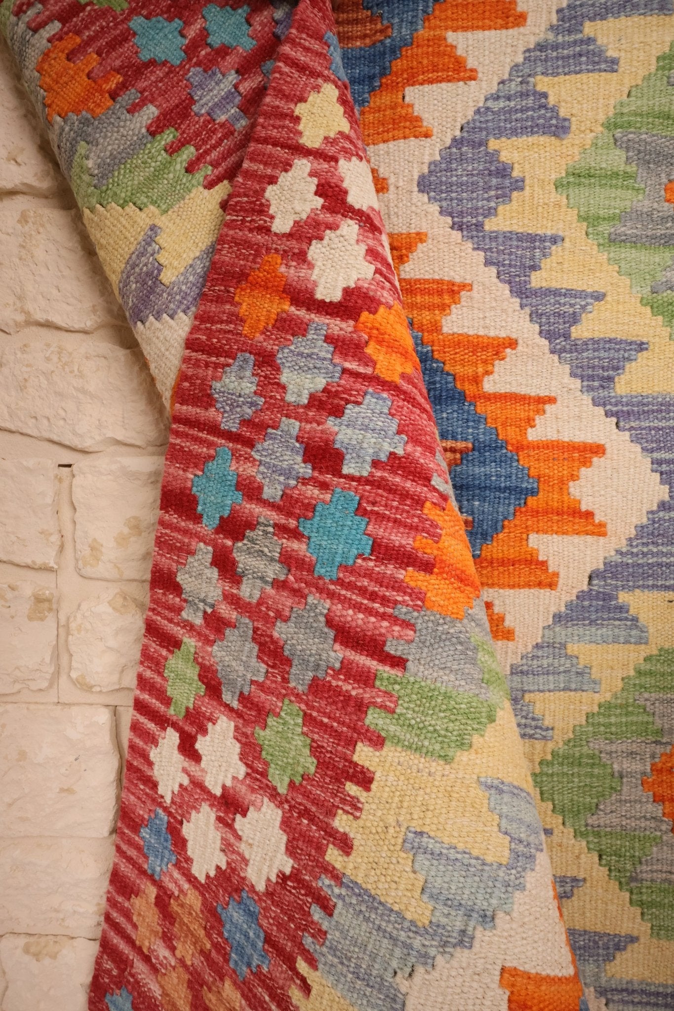 Kilim Afghan 131x80 cm Fait Main Laine - Baba Rug