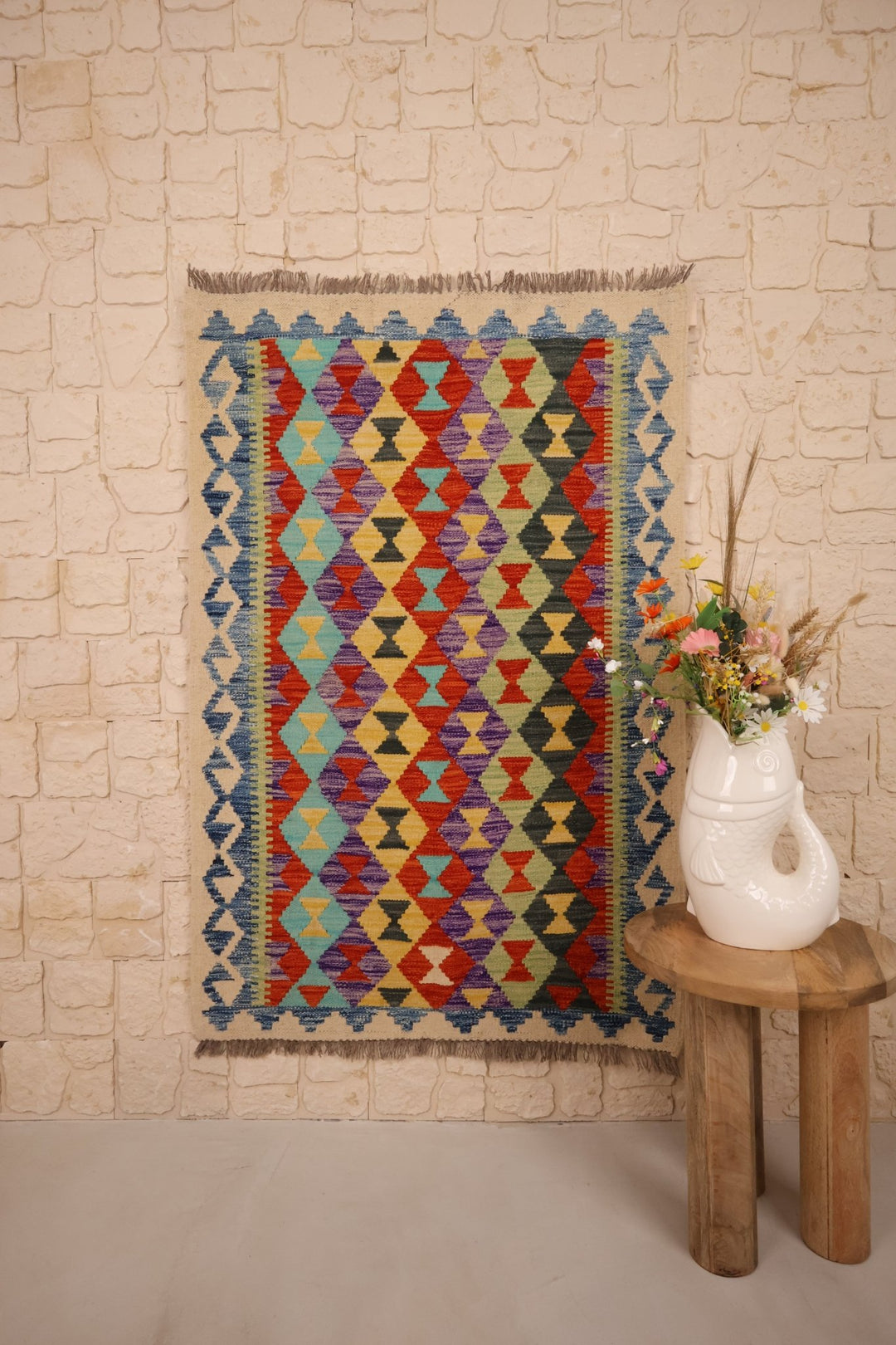 Kilim Afghan 151x100 cm Fait Main Laine