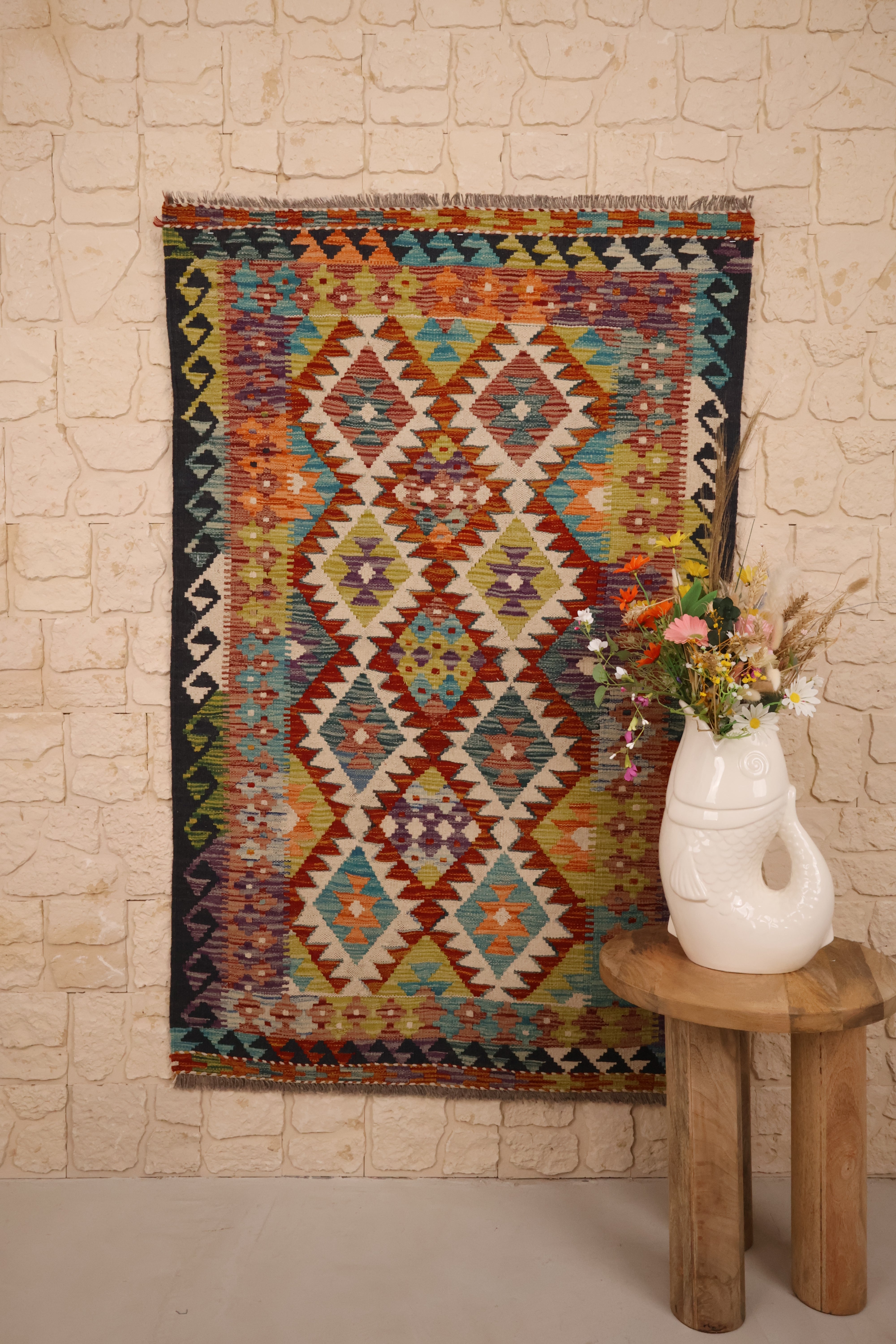 Kilim Afghan 153x97 cm Fait Main Laine
