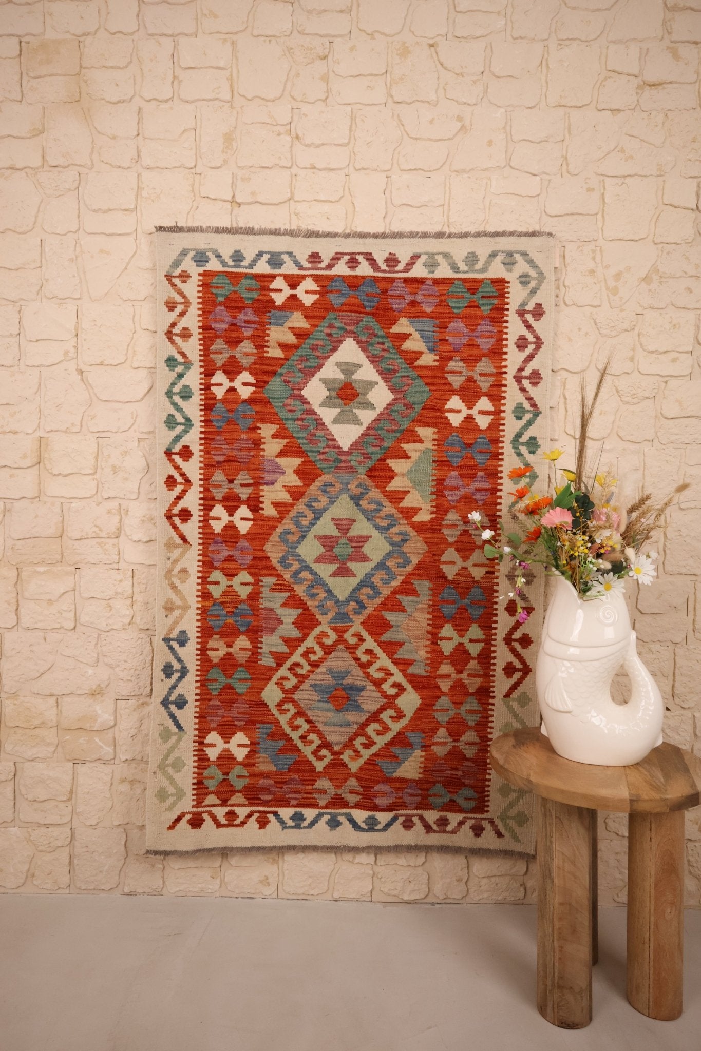 Kilim Afghan 158x100 cm Fait Main Laine - Baba Rug