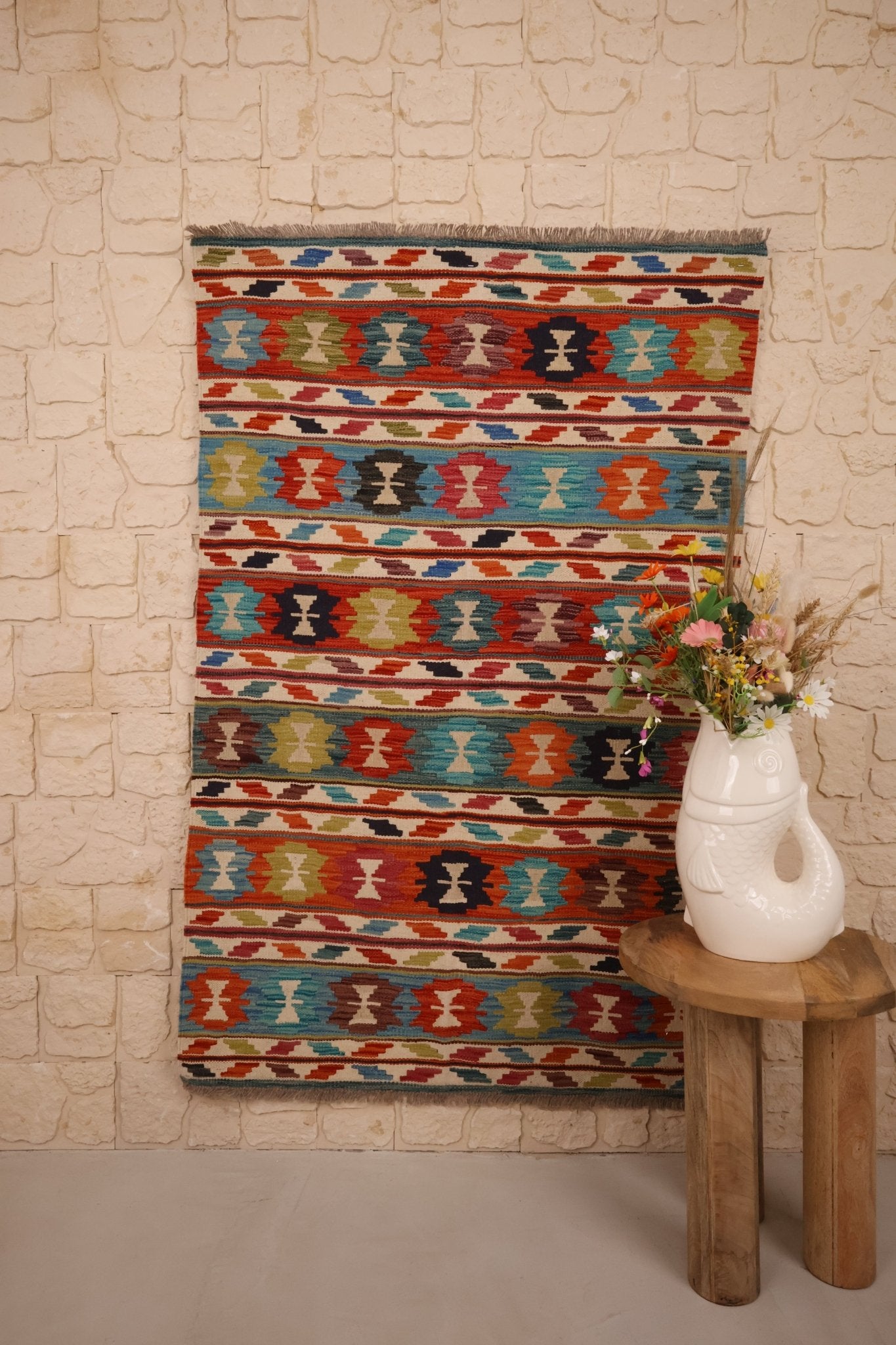 Kilim Afghan 158x100 cm Fait Main Laine