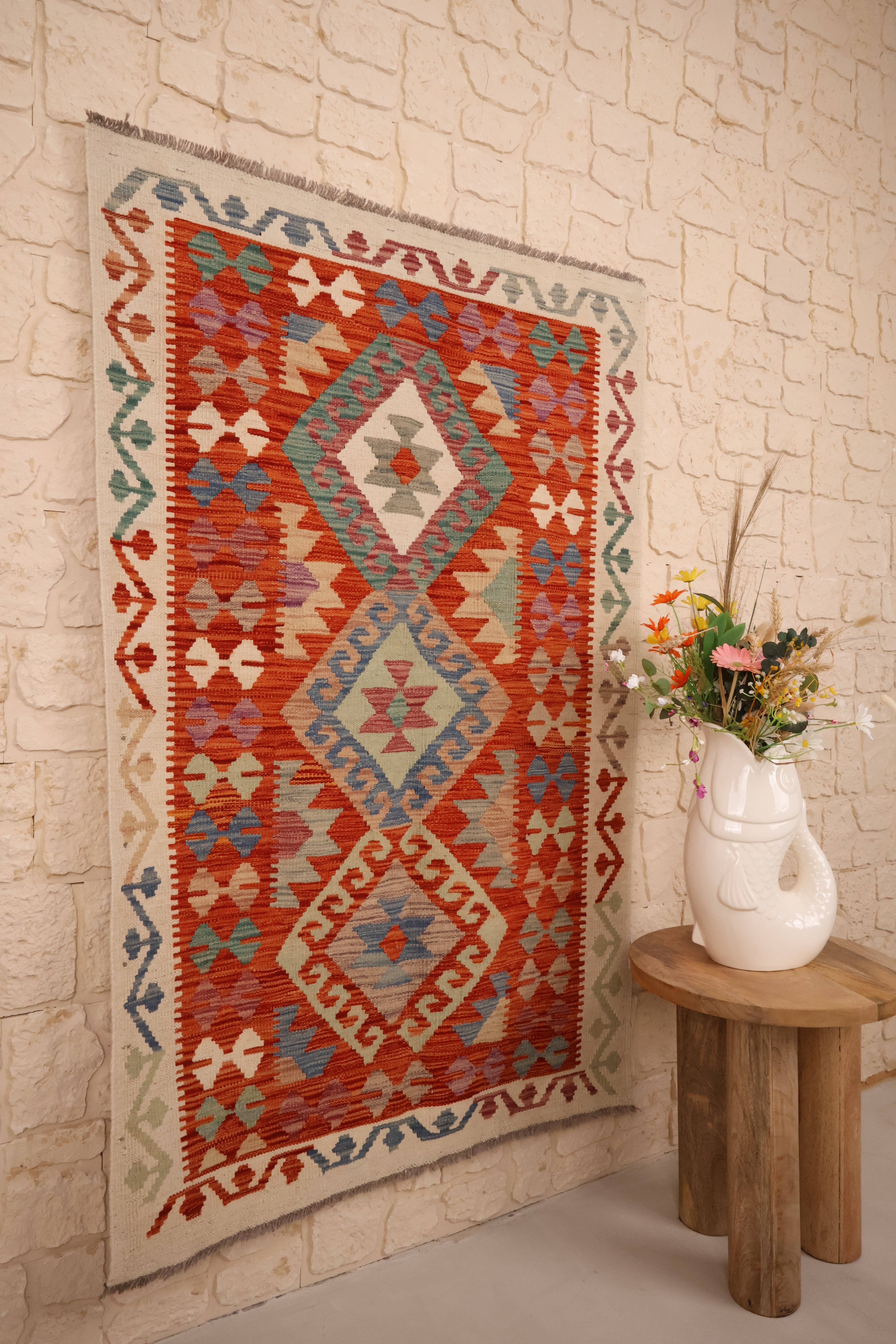 Kilim Afghan 158x100 cm Fait Main Laine