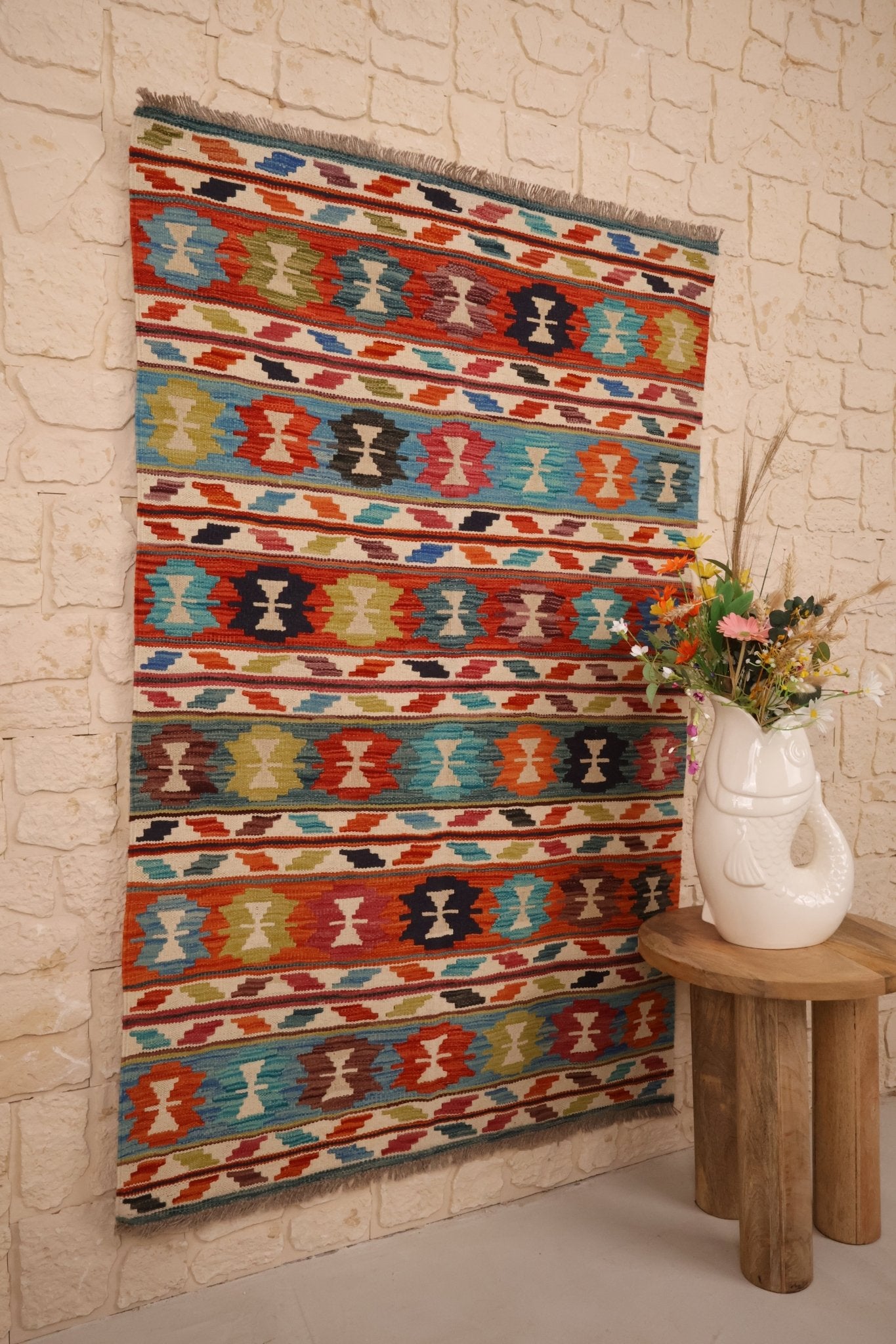Kilim Afghan 158x100 cm Fait Main Laine