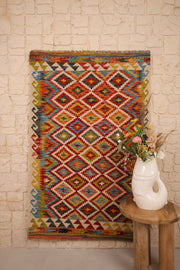 Kilim Afghan 161x103 cm Fait Main Laine - Baba Rug