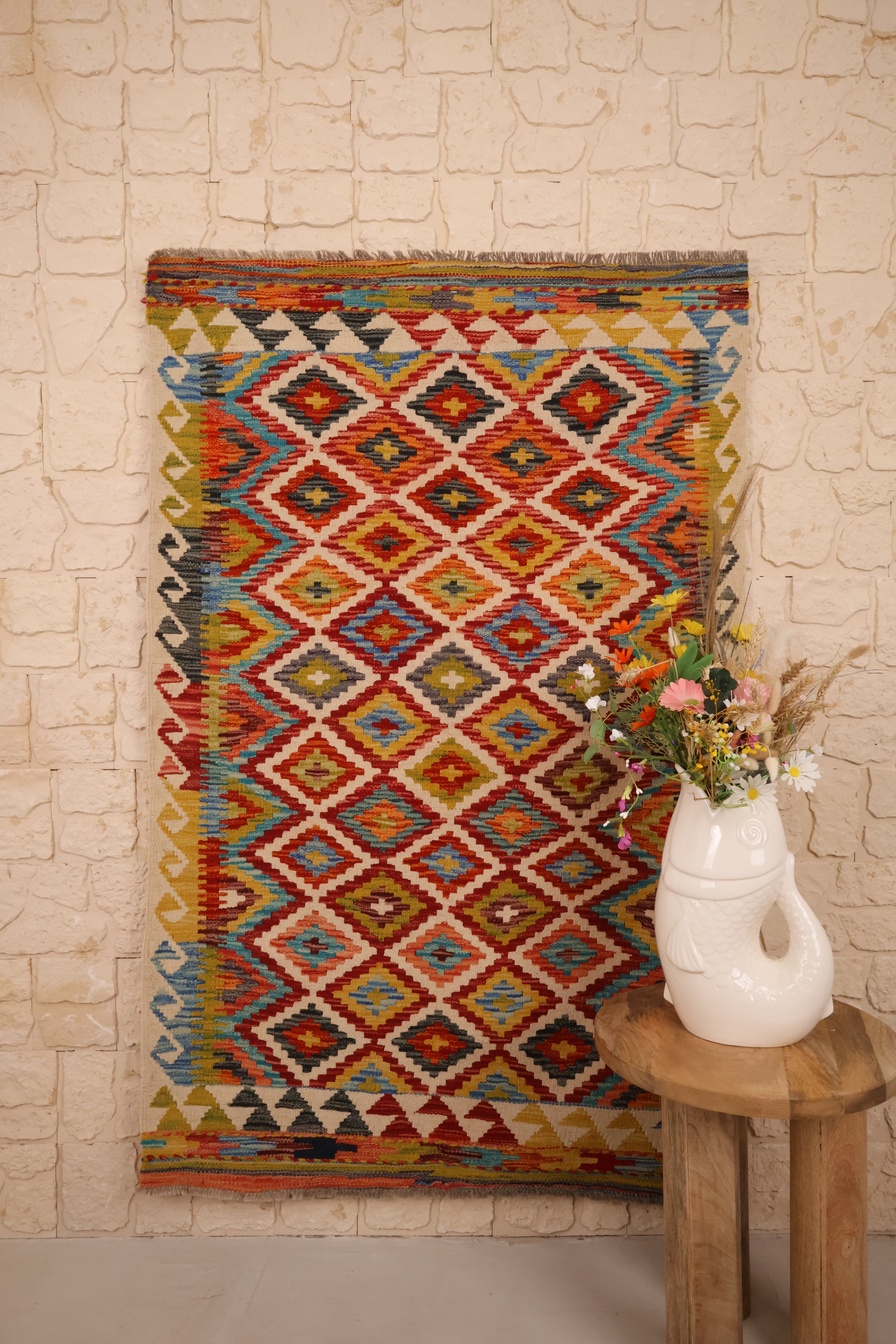 Kilim Afghan 161x103 cm Fait Main Laine