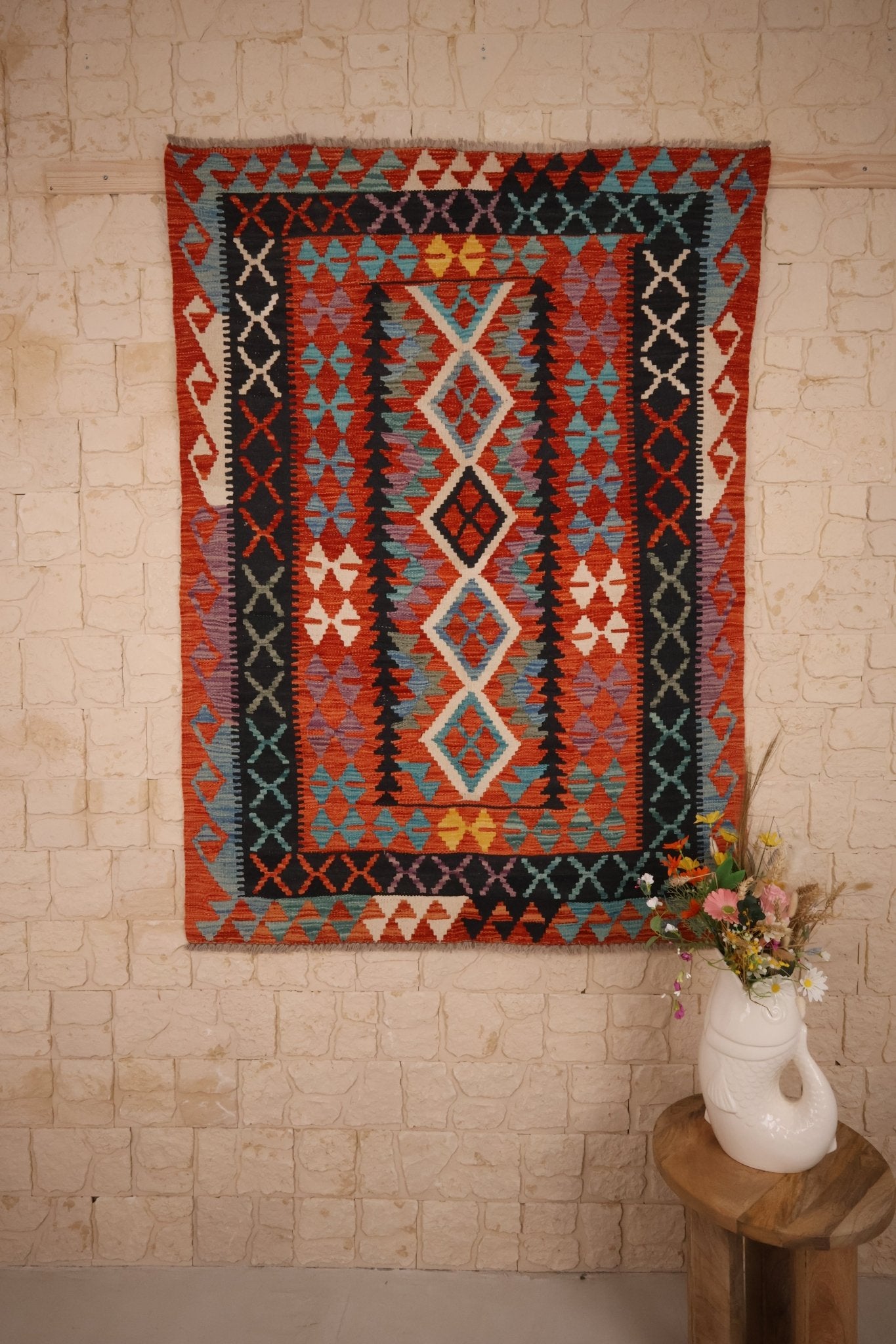 Kilim Afghan 179x129 cm Fait Main Laine - Baba Rug