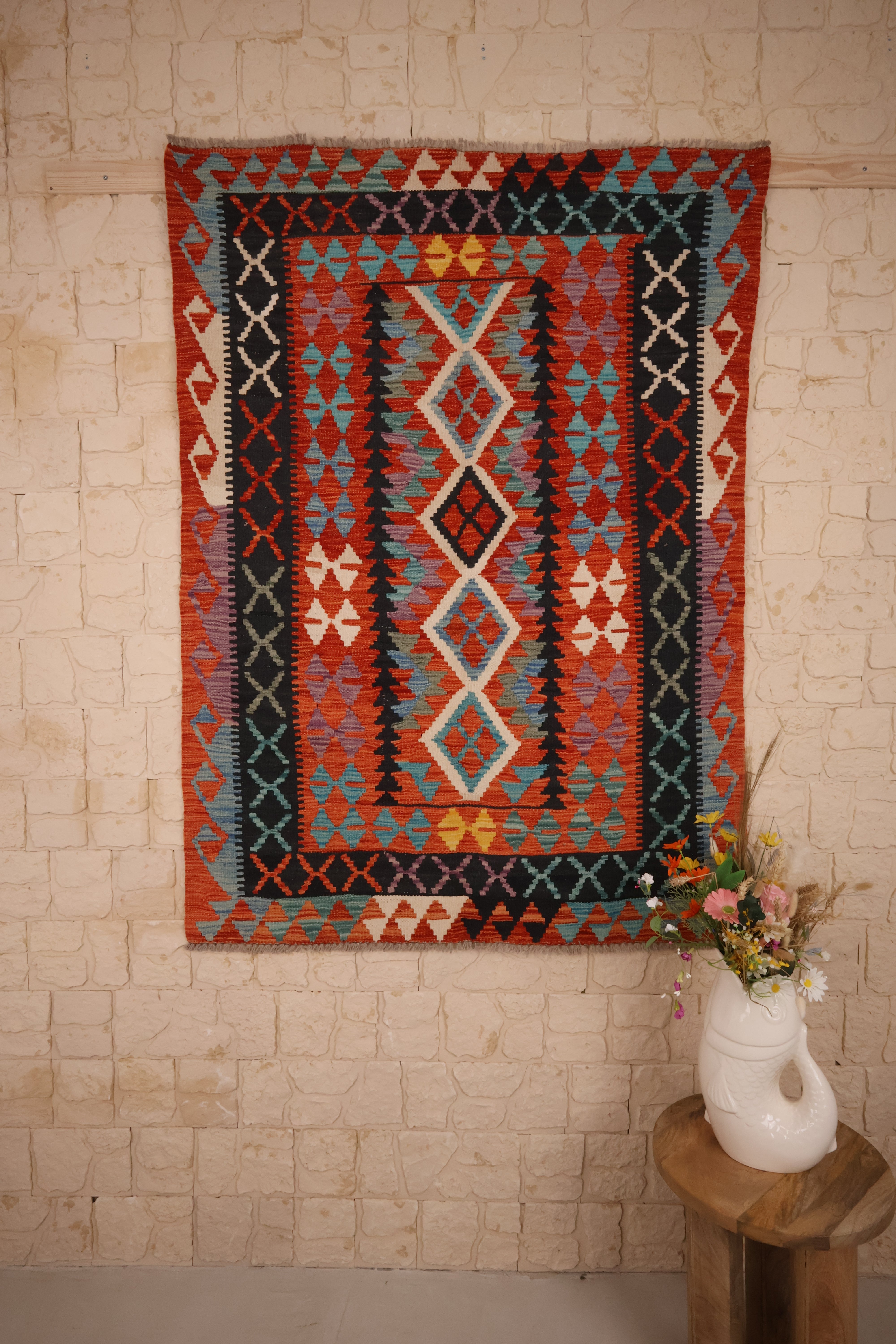 Kilim Afghan 179x129 cm Fait Main Laine