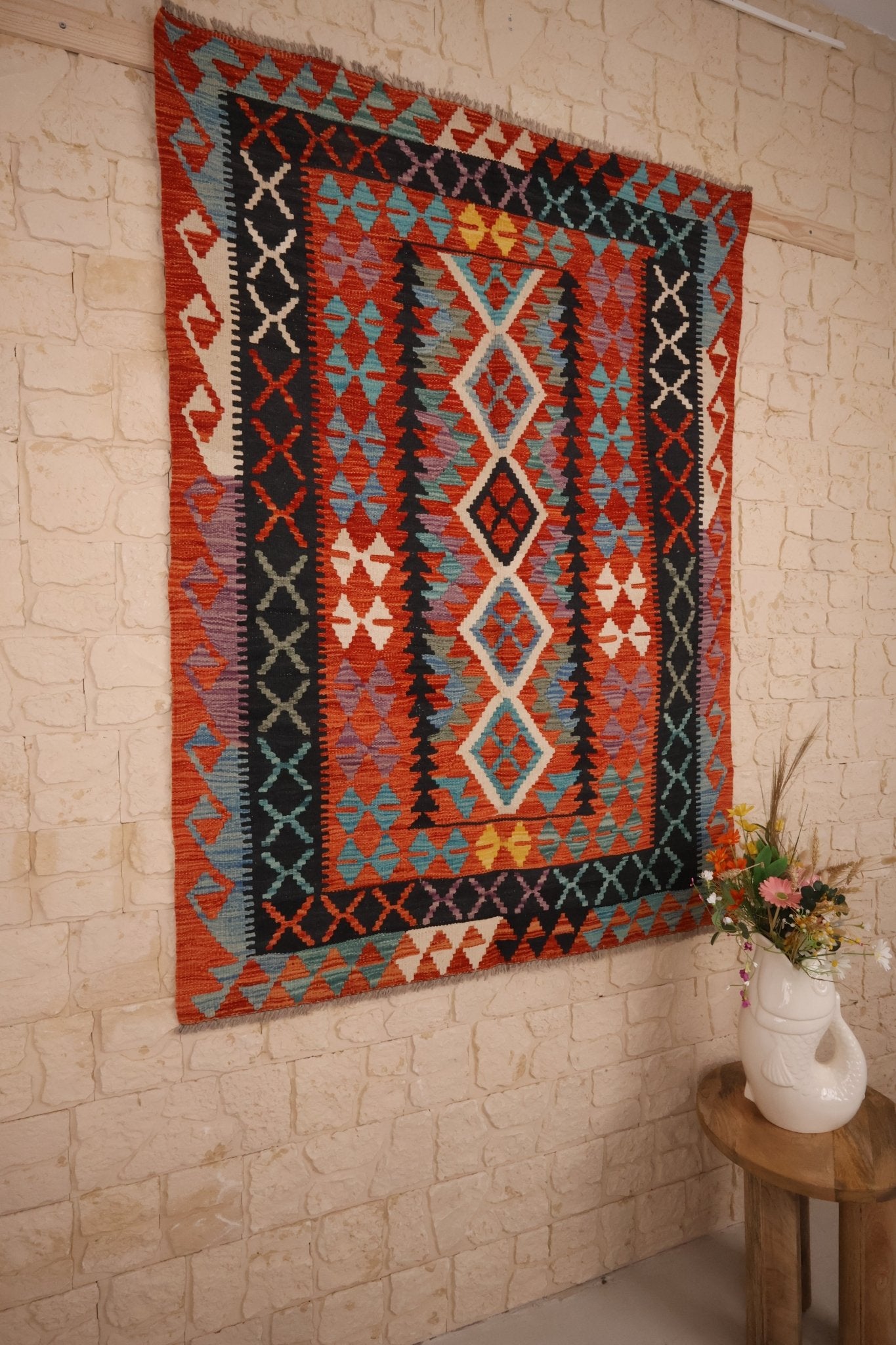 Kilim Afghan 179x129 cm Fait Main Laine - Baba Rug