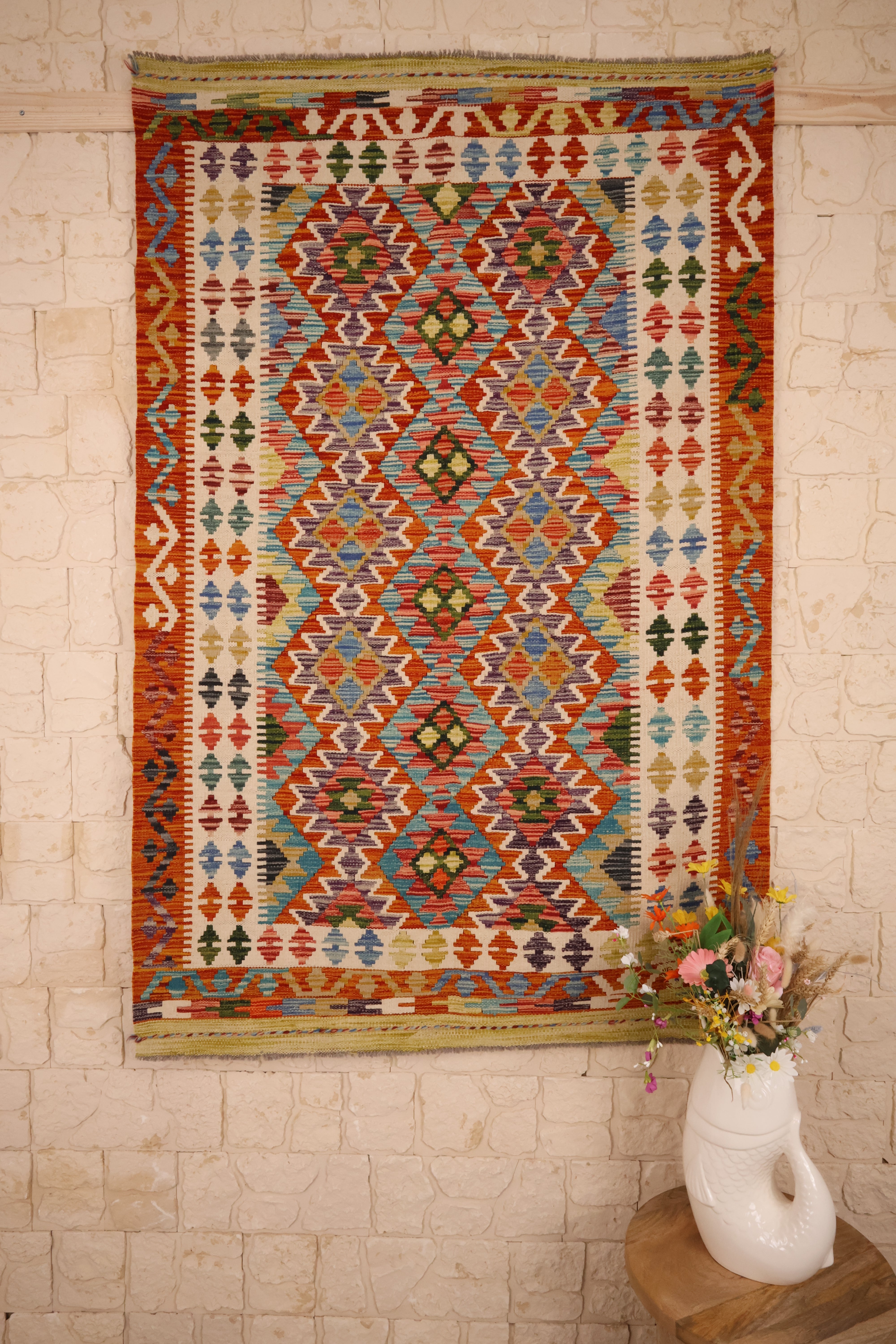 Kilim Afghan 189x123 cm Fait Main Laine